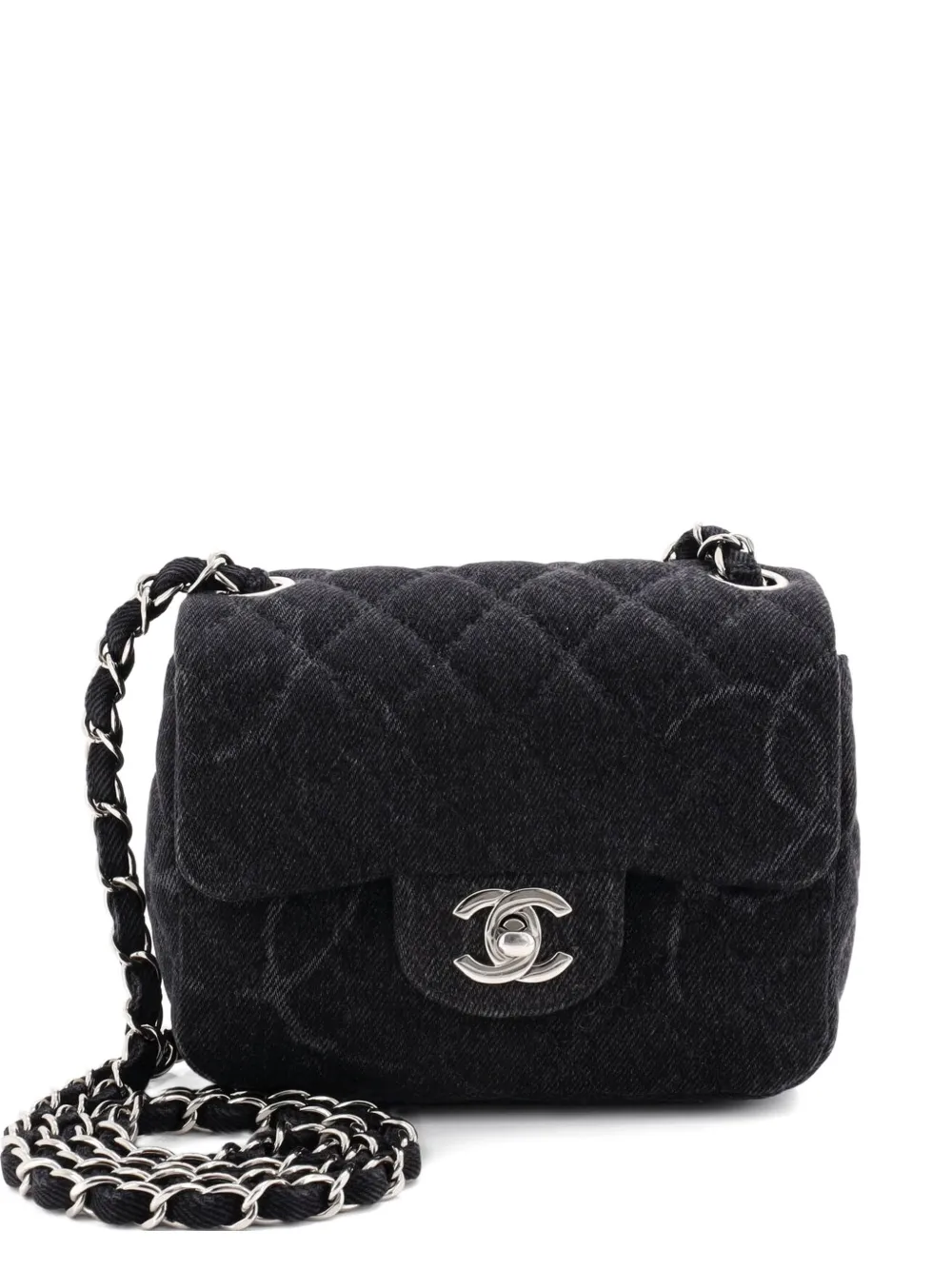 CHANEL Pre-Owned Square Classic Single Flap Bag Quilted CC Printed Denim Mini crossbody bag - Nero