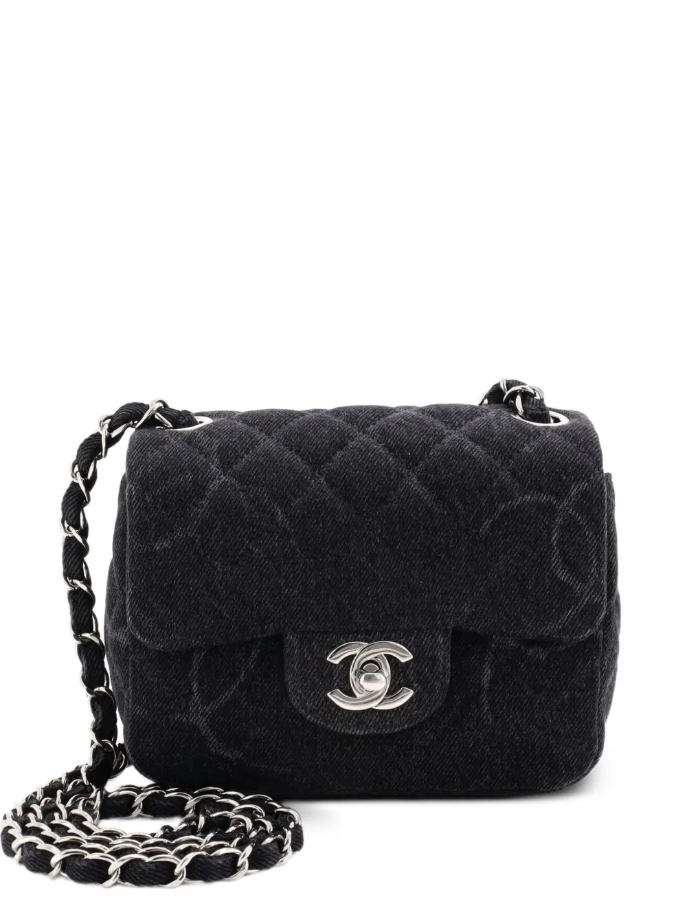 CHANEL Pre-Owned Square Classic Single Flap Bag Quilted CC Printed Denim Mini crossbody bag - Nero