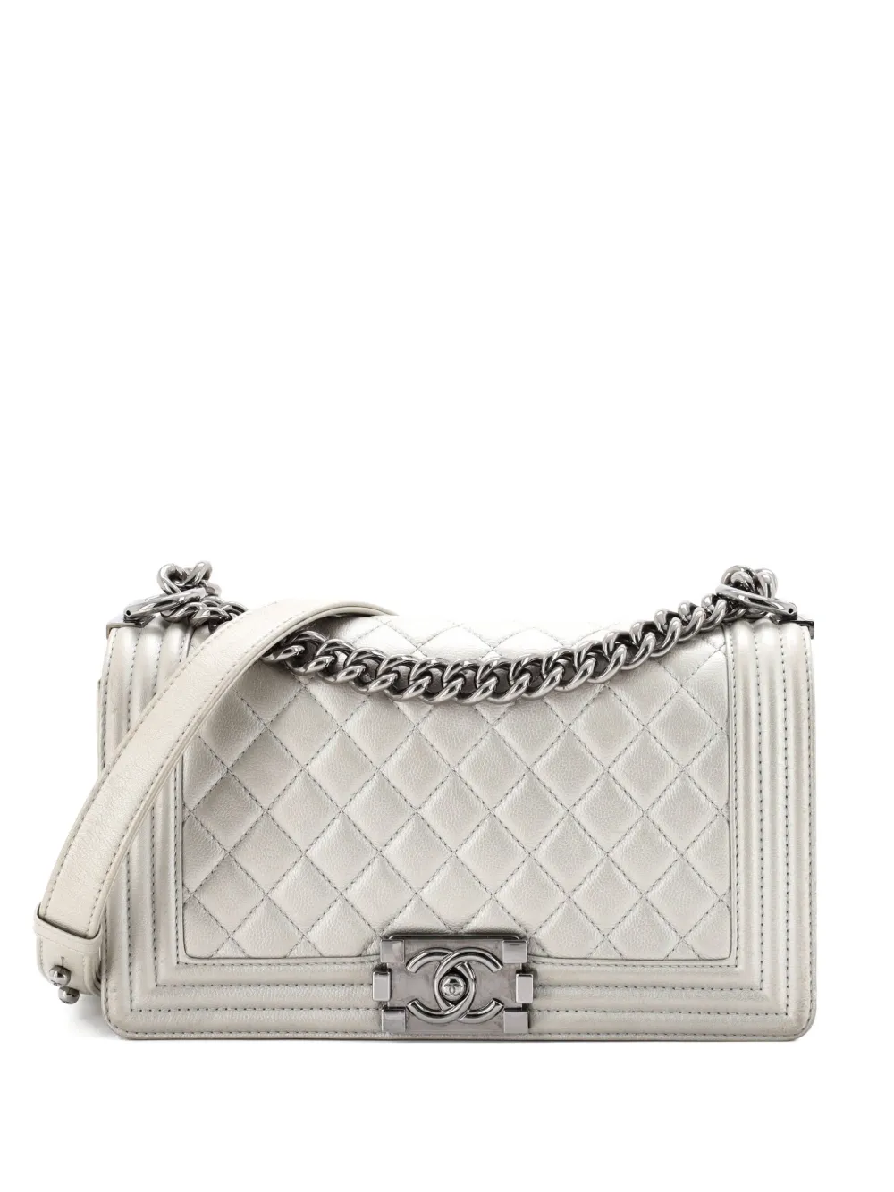 CHANEL Pre-Owned Boy Flap Bag Quilted Calfskin Old Medium shoulder bag - Argento