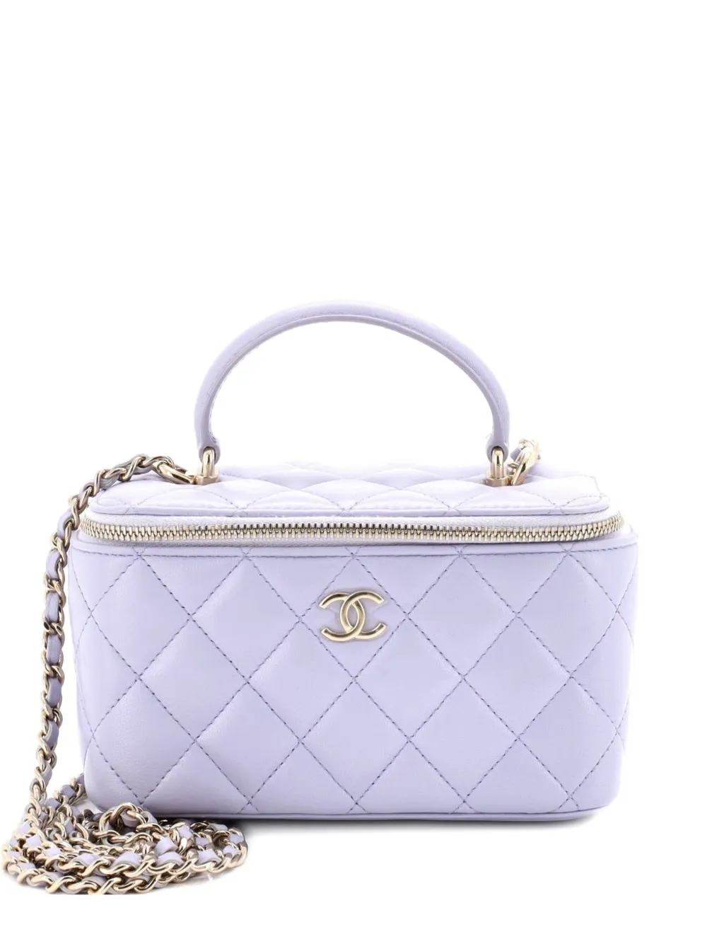 CHANEL Pre-Owned Classic Top Handle Vanity Case with Chain Quilted Lambskin Small crossbody bag - Viola