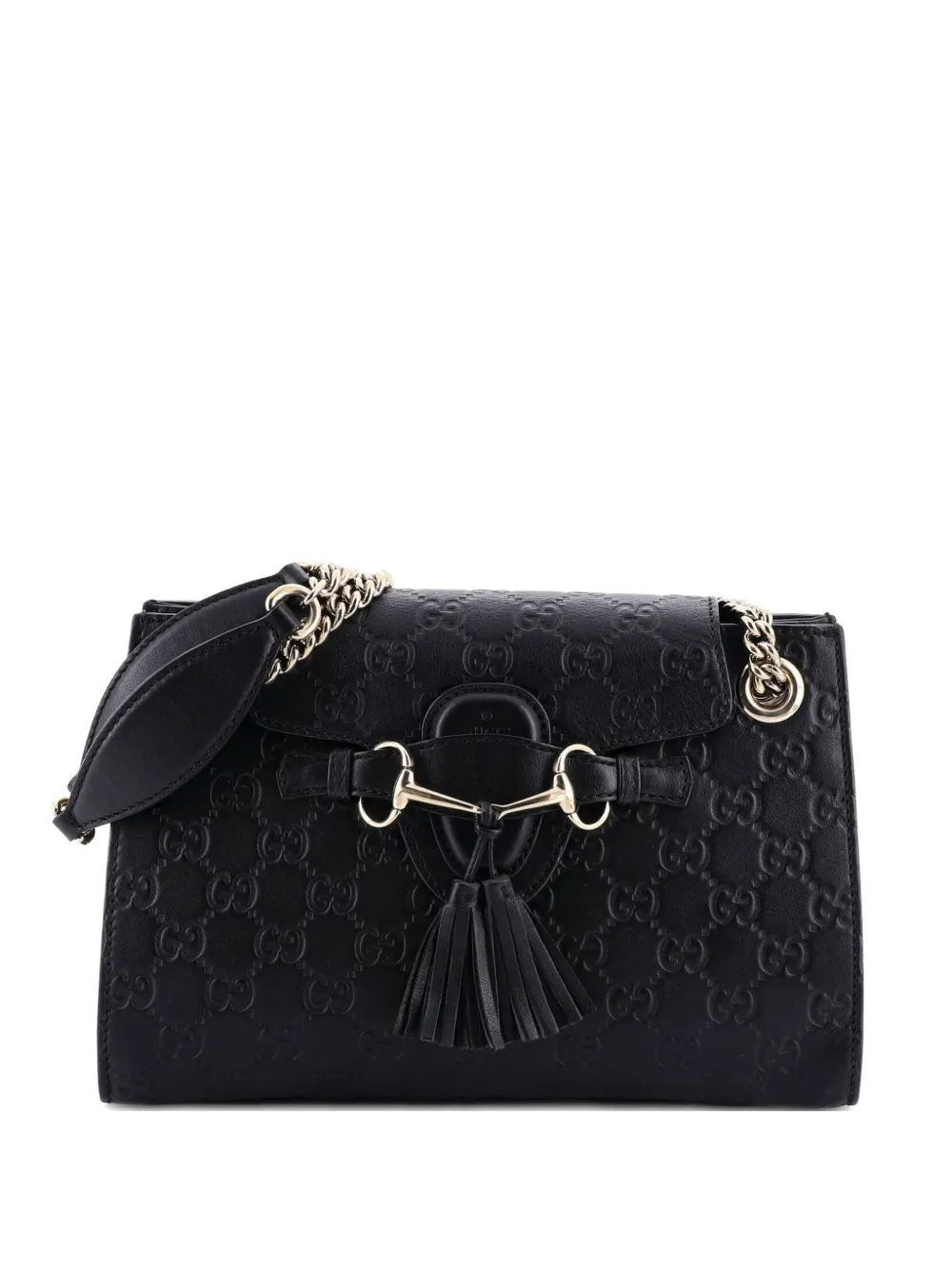 Gucci Pre-Owned Emily Chain Flap Guccissima Leather Small shoulder bag - Nero