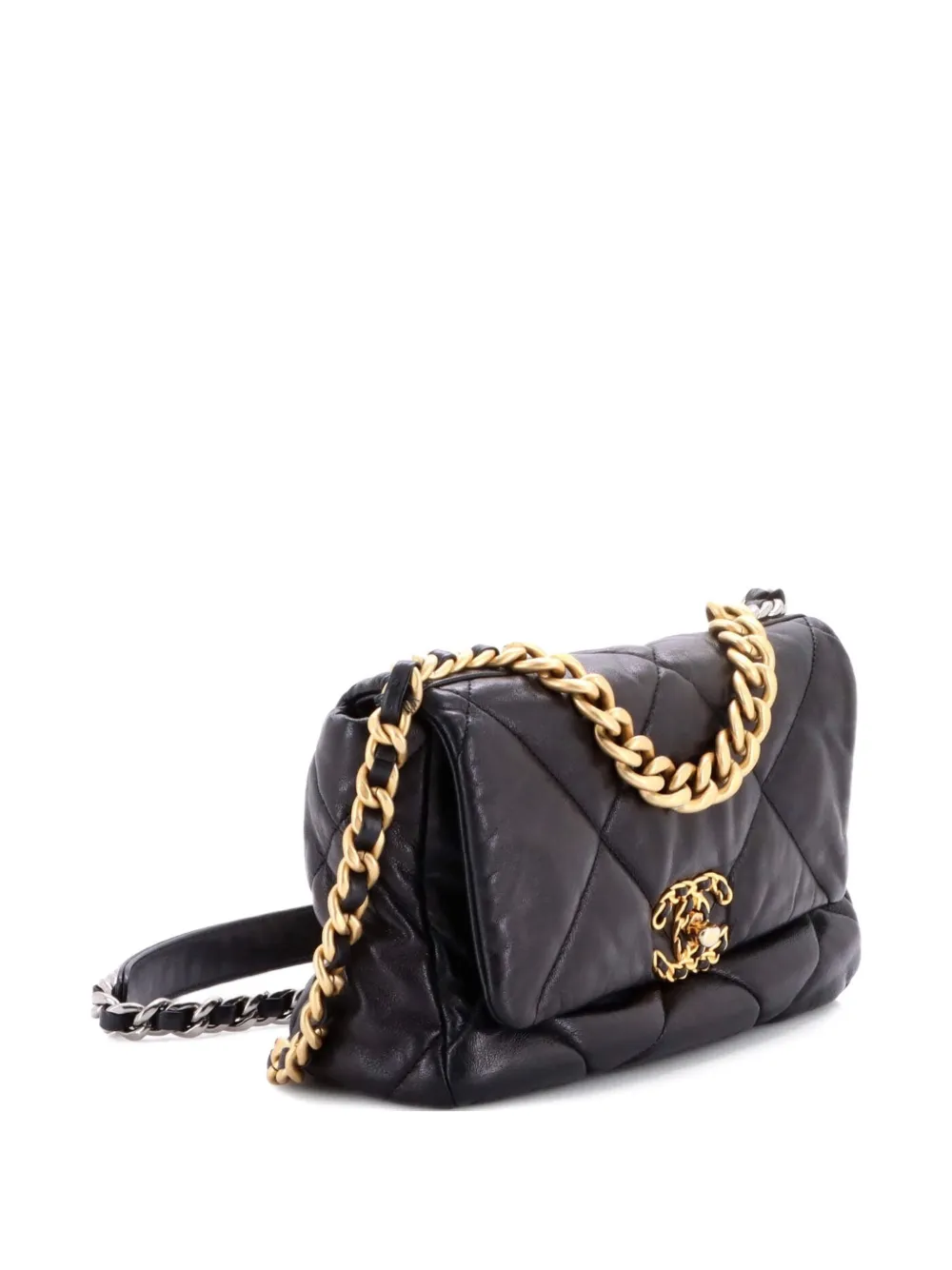 CHANEL Pre-Owned 19 Flap Bag Quilted Leather Medium crossbody bag - Nero