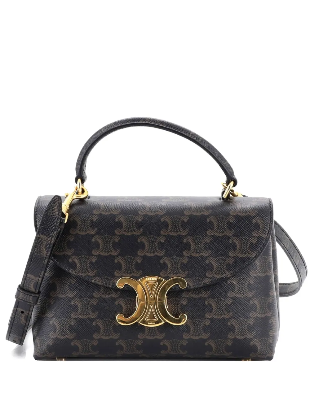 Celine Pre-Owned Nino Top Handle Bag Triomphe Coated Canvas Teen satchel - Marrone