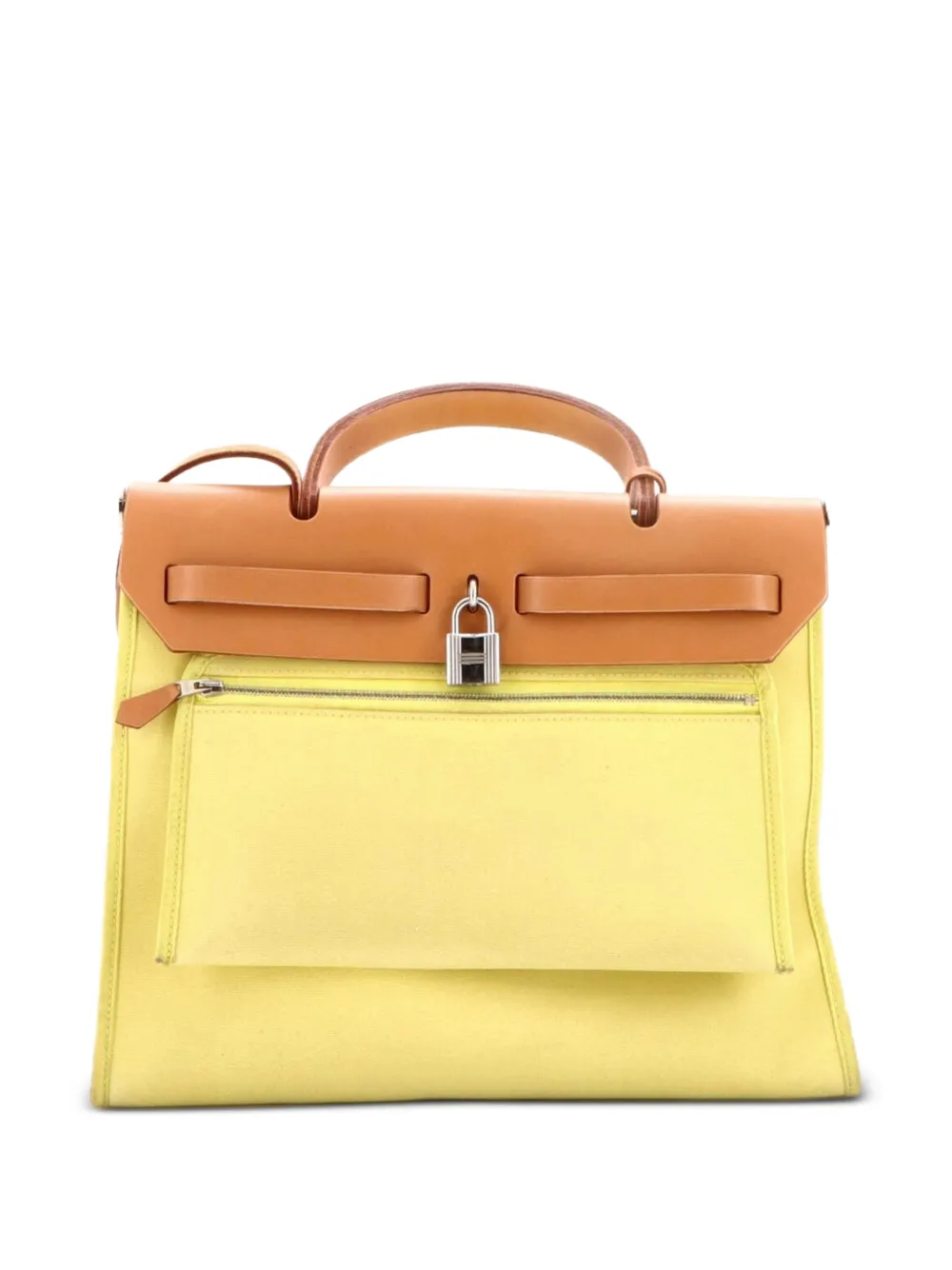 Hermès Pre-Owned Herbag Zip Leather and Toile 31 shoulder bag - Marrone