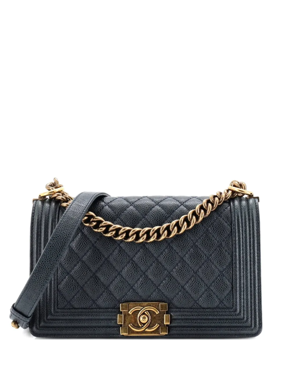 CHANEL Pre-Owned Boy Flap Bag Quilted Caviar Old Medium crossbody bag - Blu