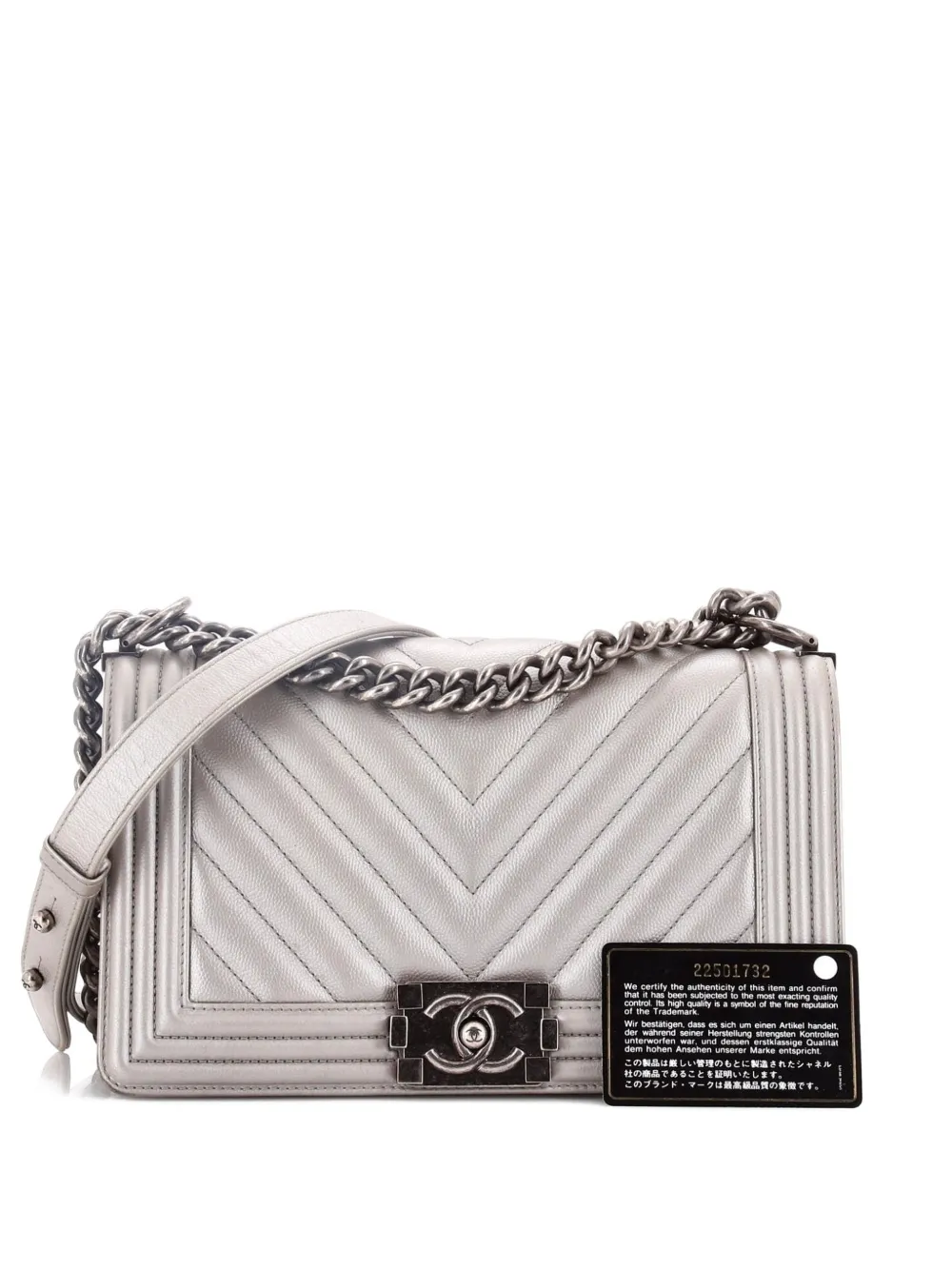 CHANEL Pre-Owned Boy Flap Bag Chevron Caviar Old Medium shoulder bag - Effetto metallizzato