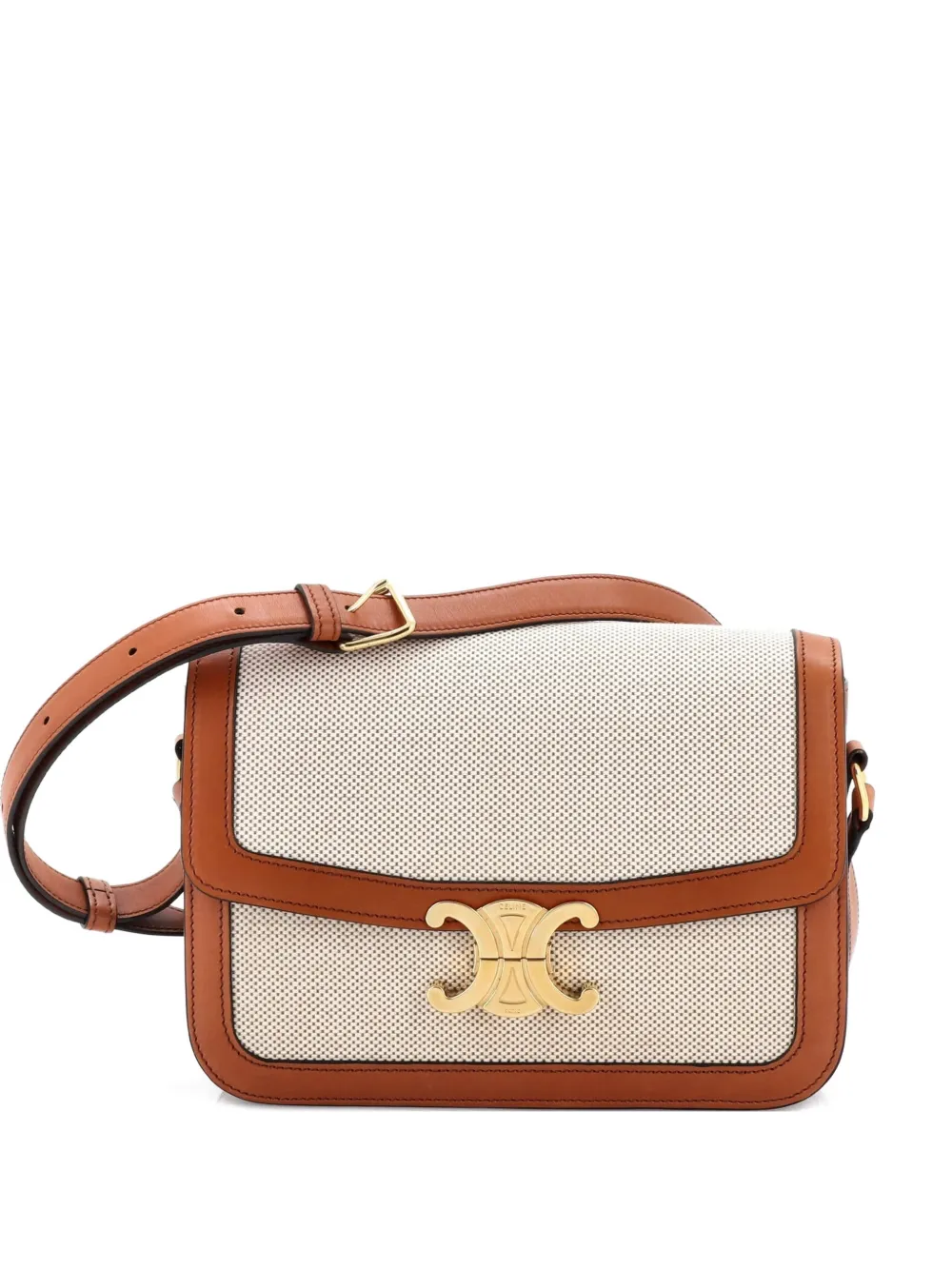 Celine Pre-Owned Triomphe Shoulder Bag Canvas with Leather Medium crossbody bag - Marrone