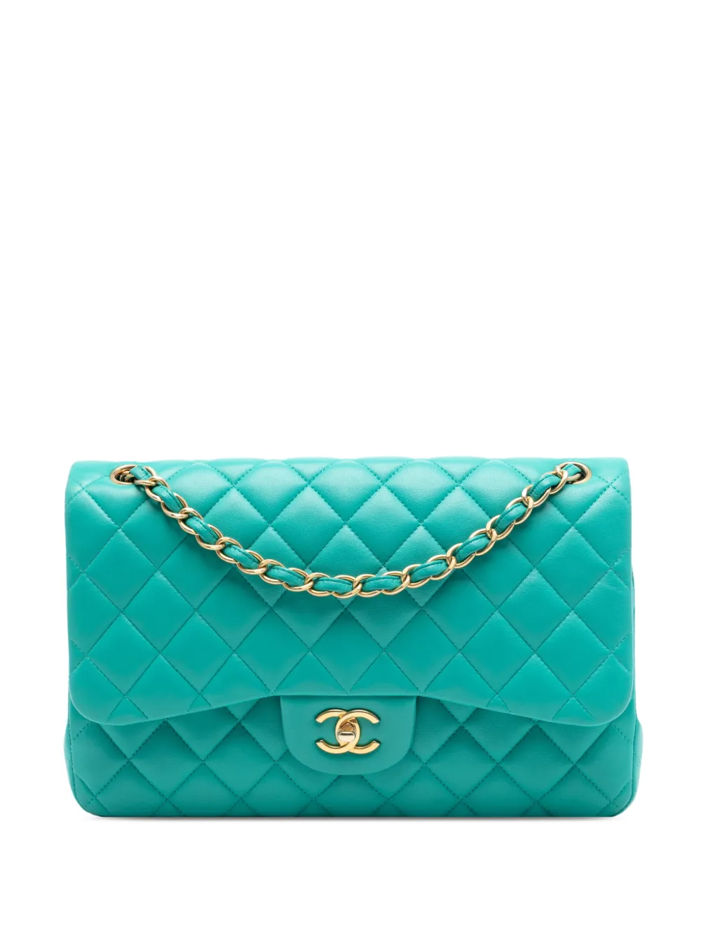 CHANEL Pre-Owned Borsa a spalla Jumbo Classic Double Flap in pelle di agnello 2019 - Verde