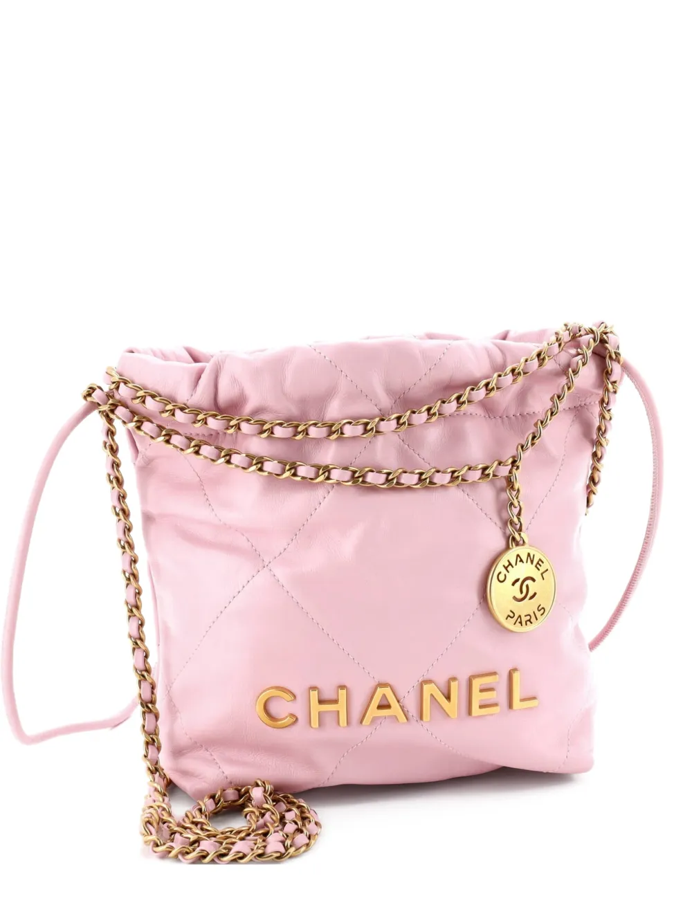 CHANEL Pre-Owned 22 Chain Hobo Quilted Calfskin Mini crossbody bag - Rosa