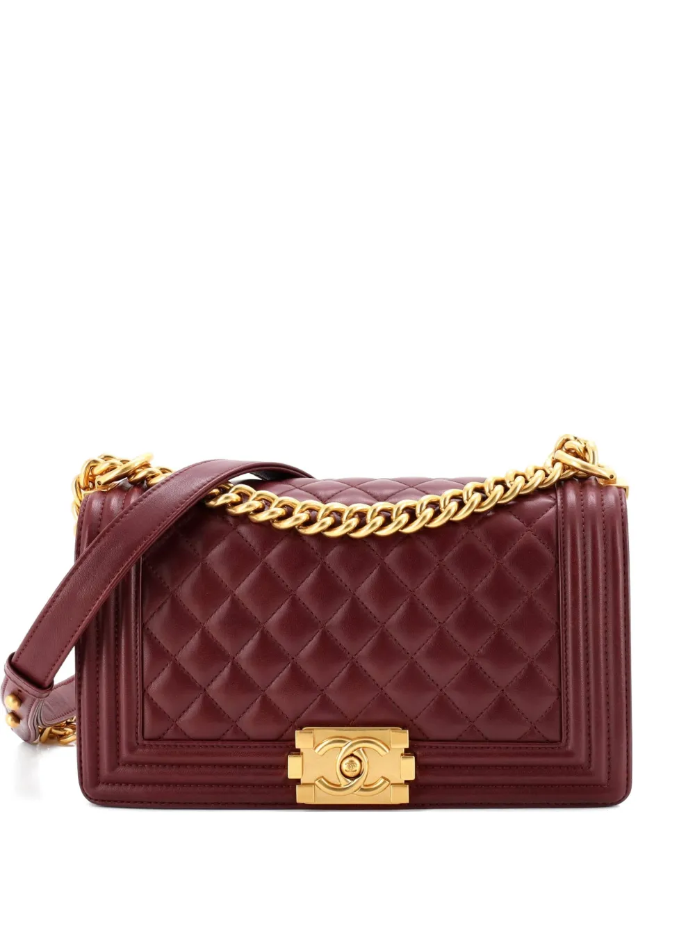 CHANEL Pre-Owned Boy Flap Bag Quilted Lambskin Old Medium shoulder bag - Rosso