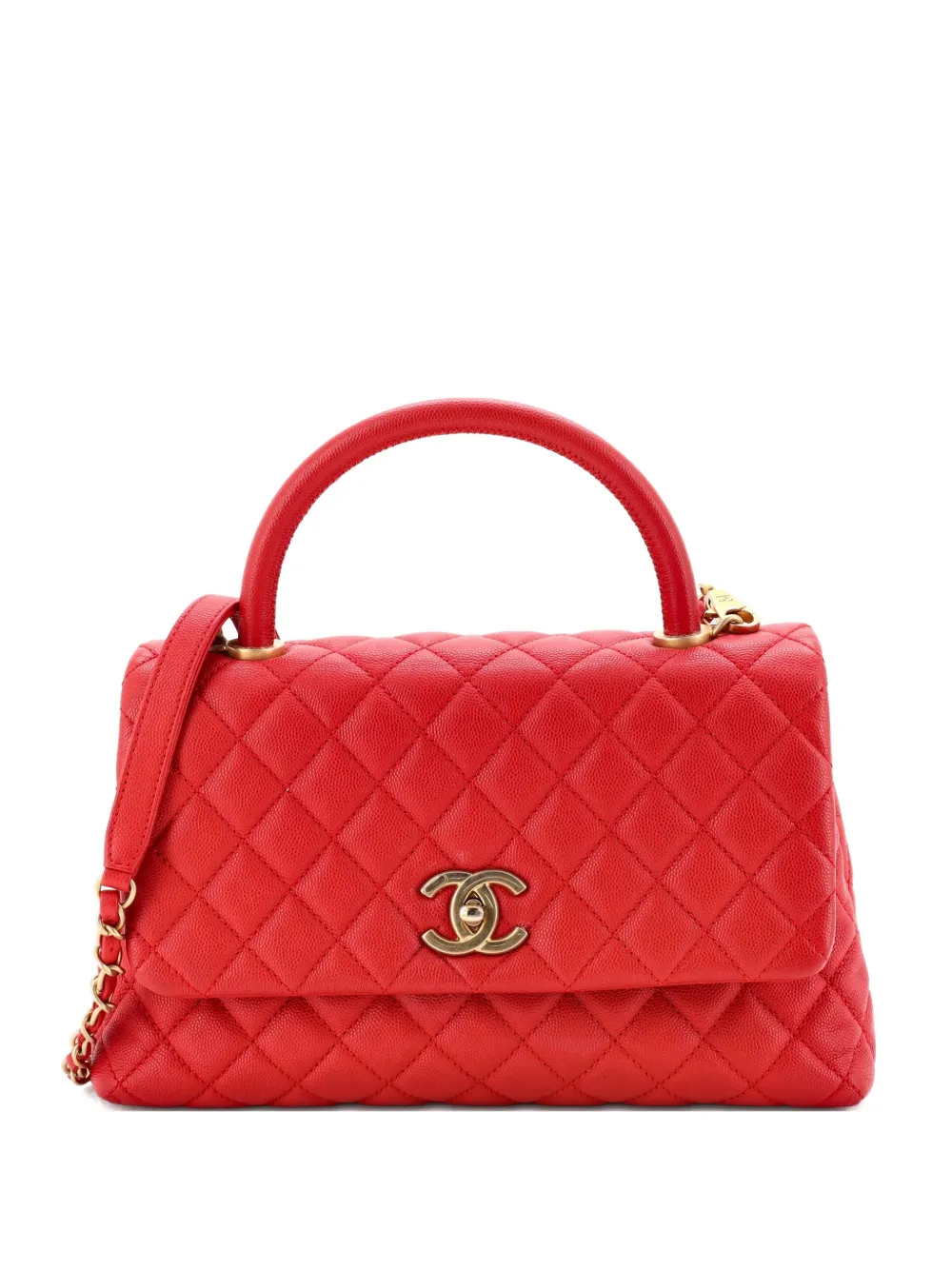 CHANEL Pre-Owned Coco Top Handle Bag Quilted Caviar Small crossbody bag - Rosso