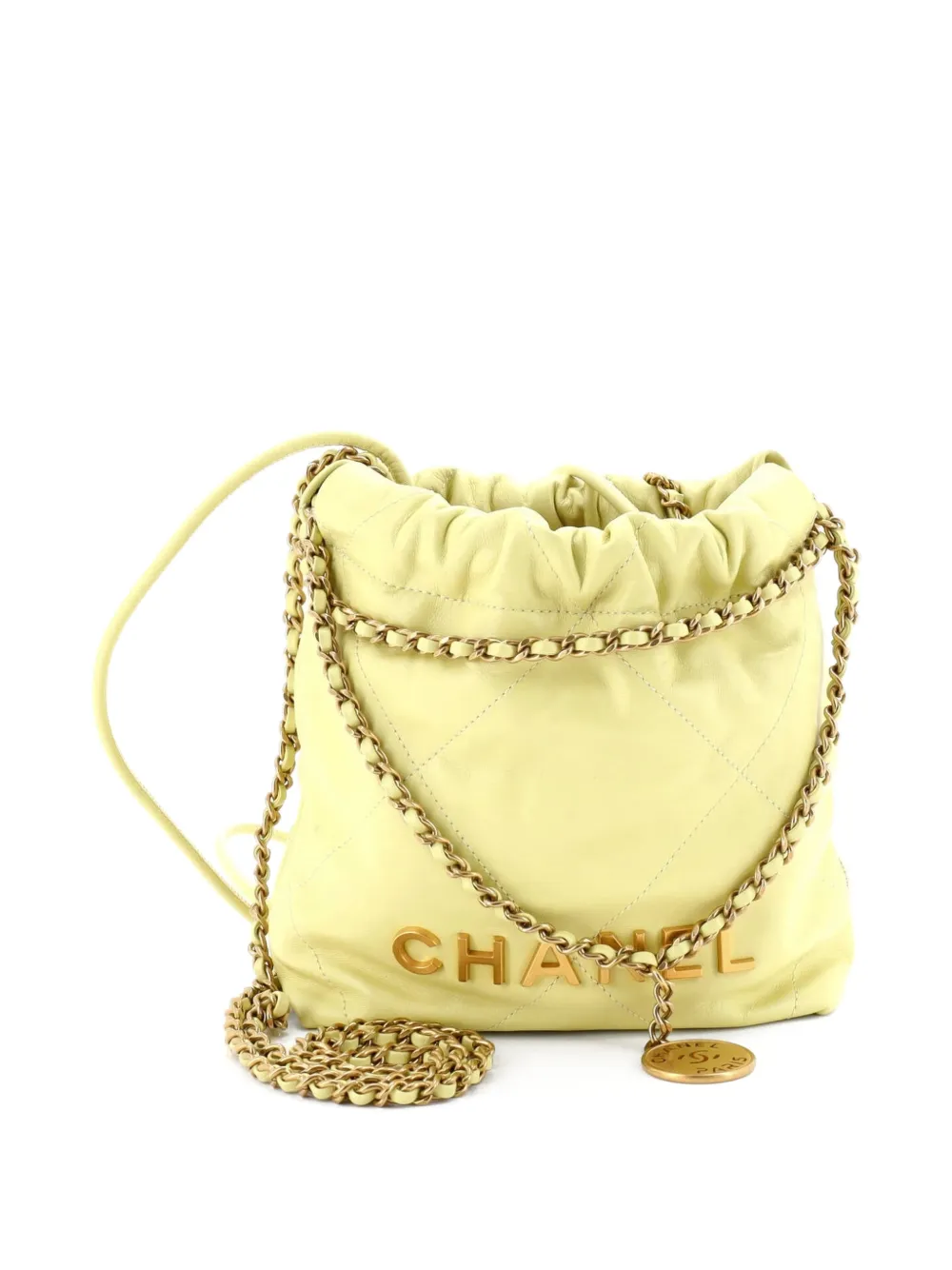 CHANEL Pre-Owned 22 Chain Hobo Quilted Calfskin Mini crossbody bag - Giallo