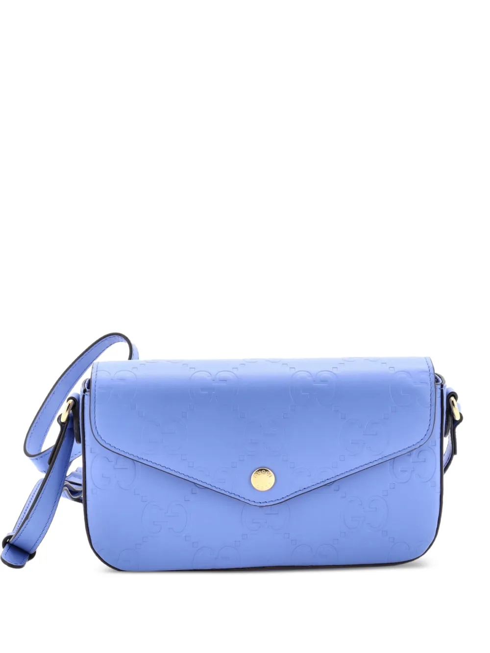 Gucci Pre-Owned Envelope Flap Jumbo GG Embossed Leather Super Mini crossbody bag - Blu