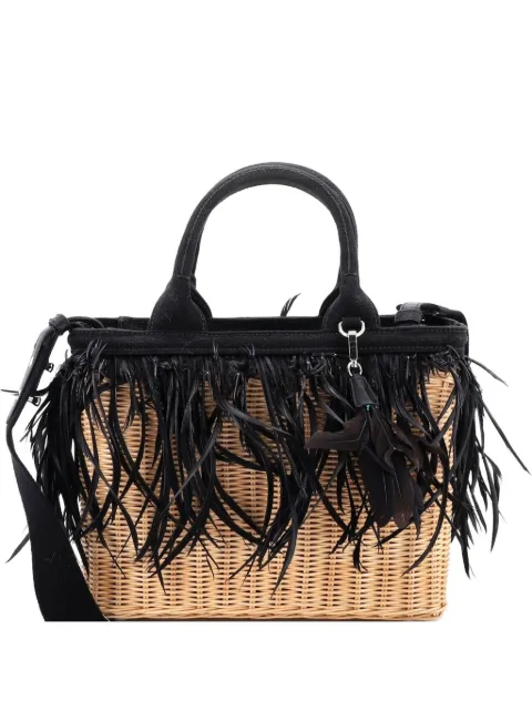 Prada Pre-Owned Convertible Fringe Basket Bag Wicker and Woven Straw Small tote bag