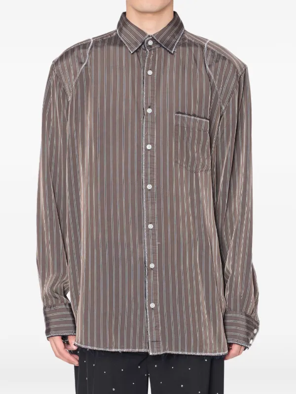 Kolor Striped patch-pocket Shirt | Brown | FARFETCH RO