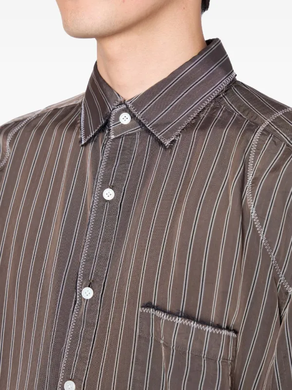 Kolor Striped patch-pocket Shirt | Brown | FARFETCH RO
