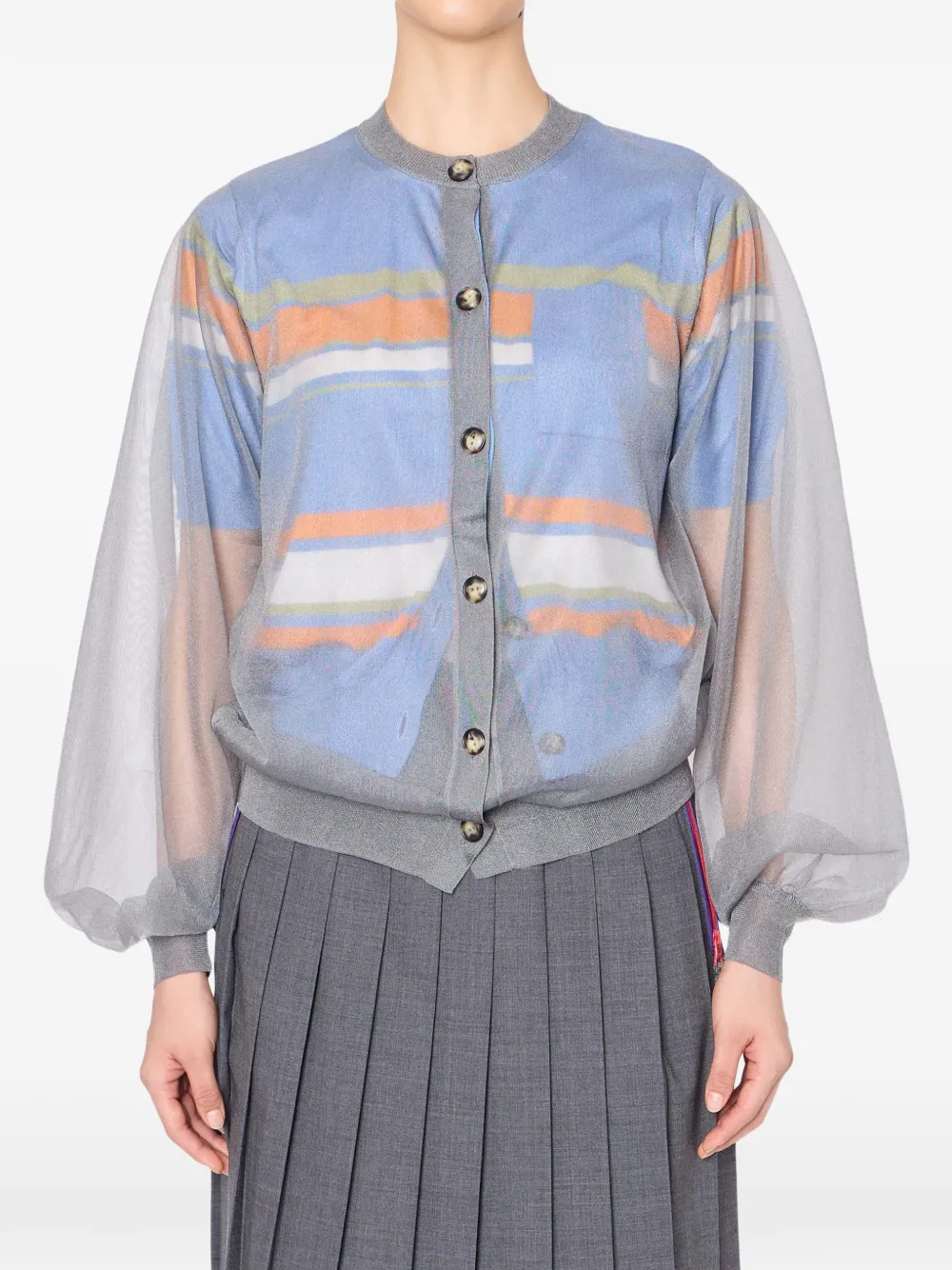 Kolor balloon-sleeve cardigan - Blu