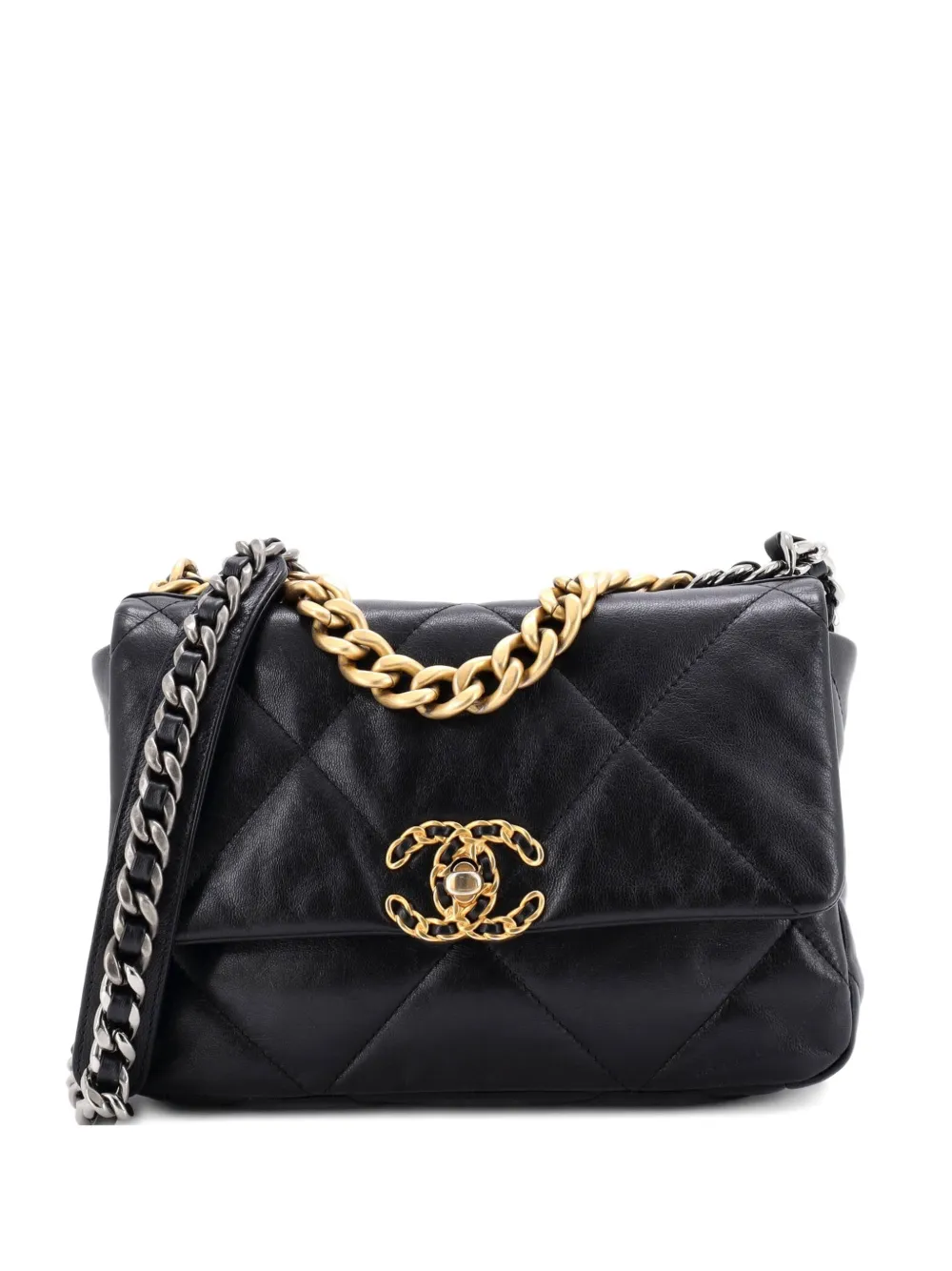 CHANEL Pre-Owned 19 Flap Bag Quilted Leather Medium crossbody bag - Nero