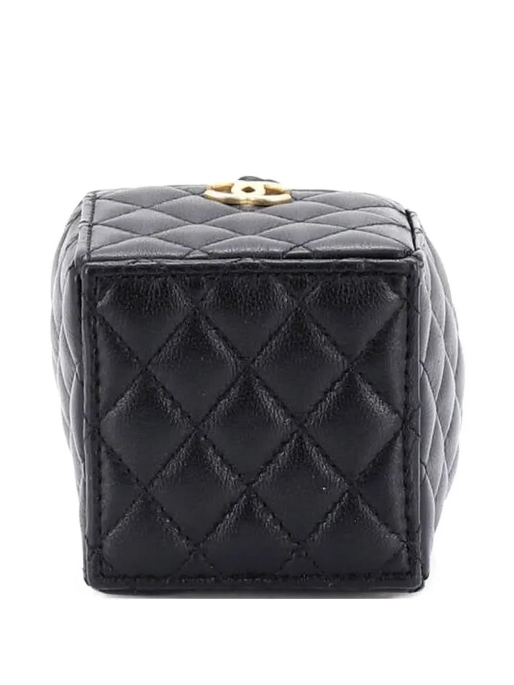 Drawstring Square Quilted Calfskin Mini Bucket Bag