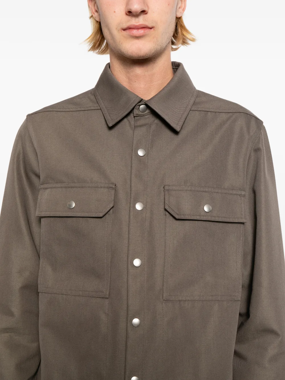 Rick Owens Shirtjack met zak Bruin