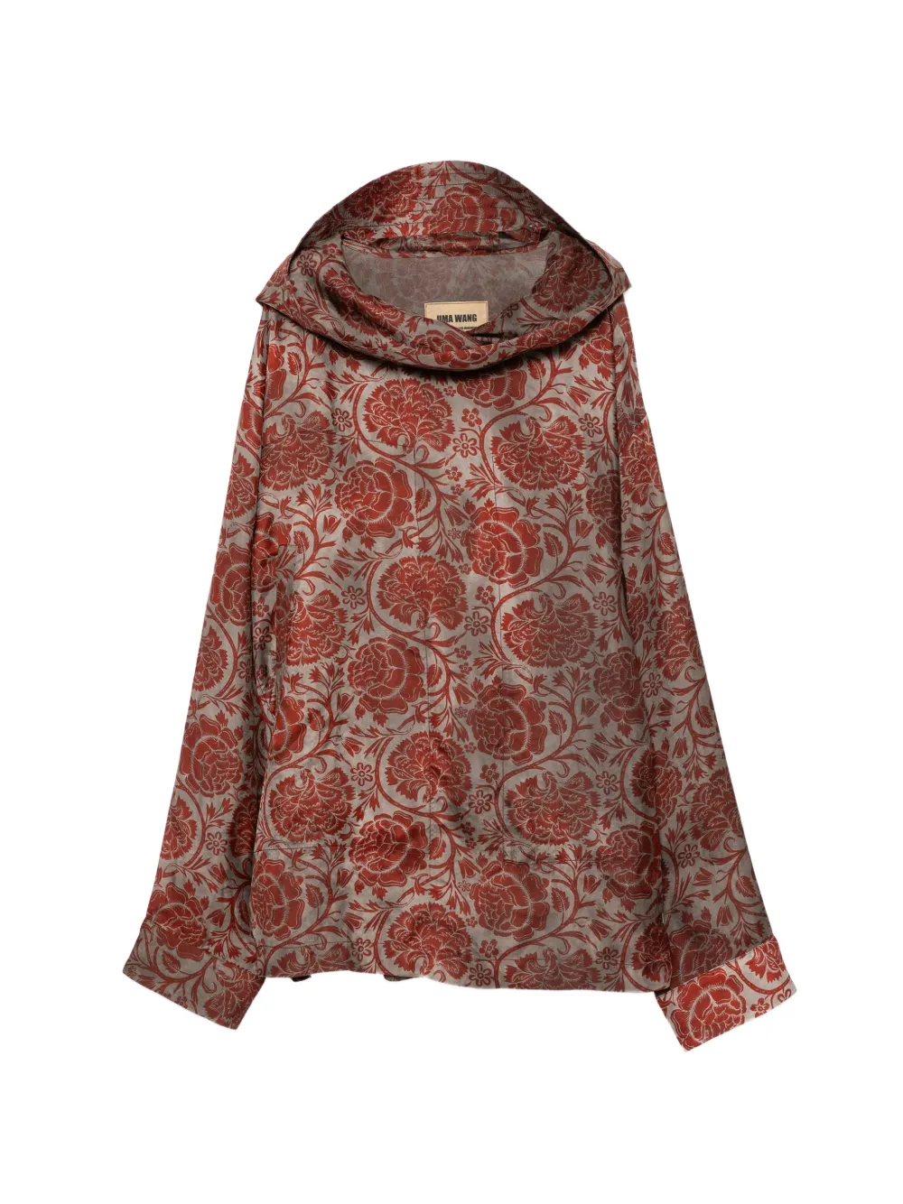 Uma Wang hooded floral print top - Rosso