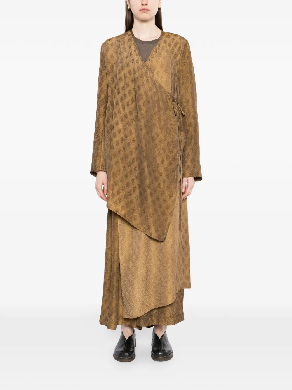  Uma Wang Diamond Jacquarded Kunto Warp Jacket - Yellow 