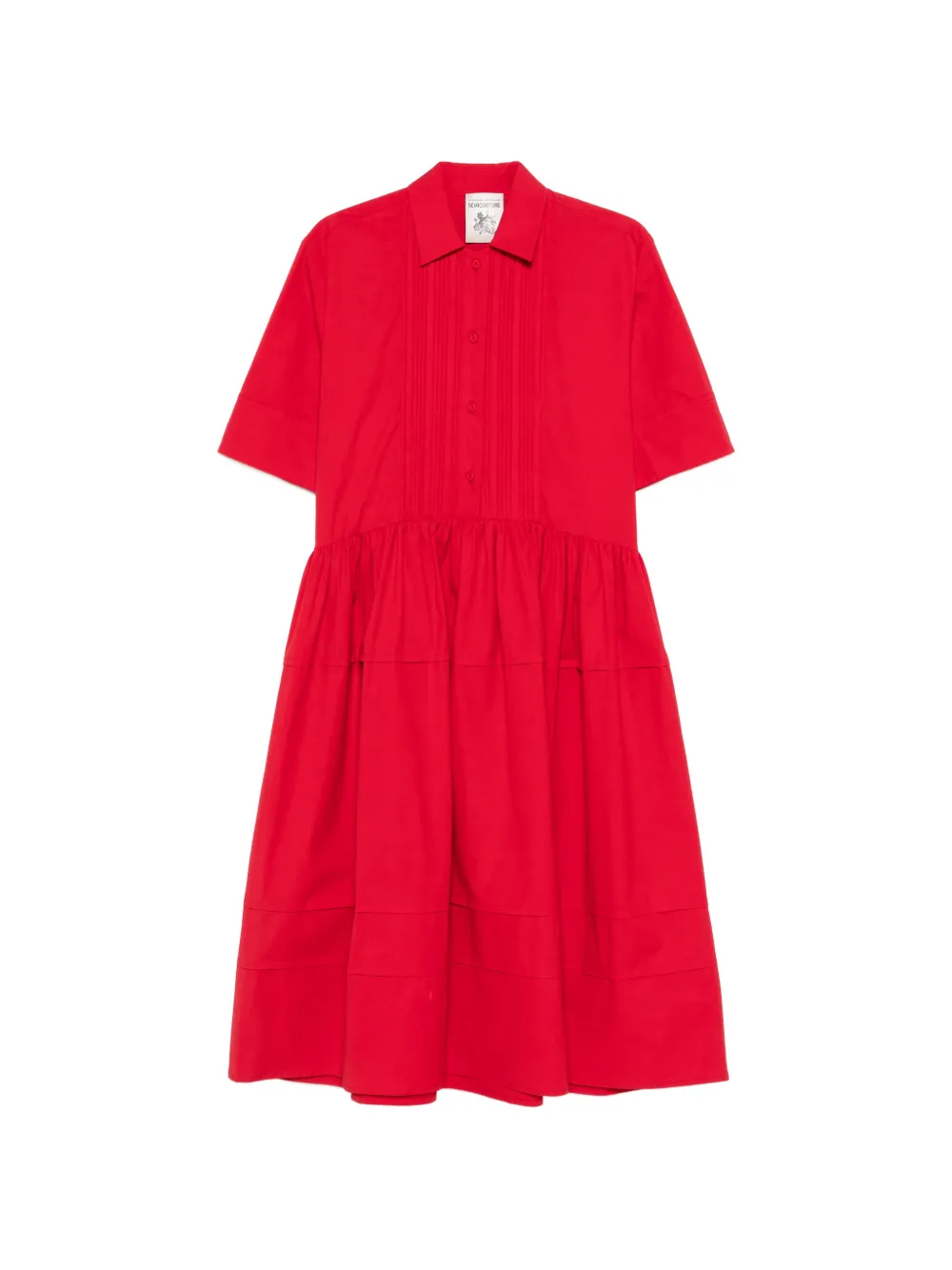 Semicouture pleated half-button dress - Rosso