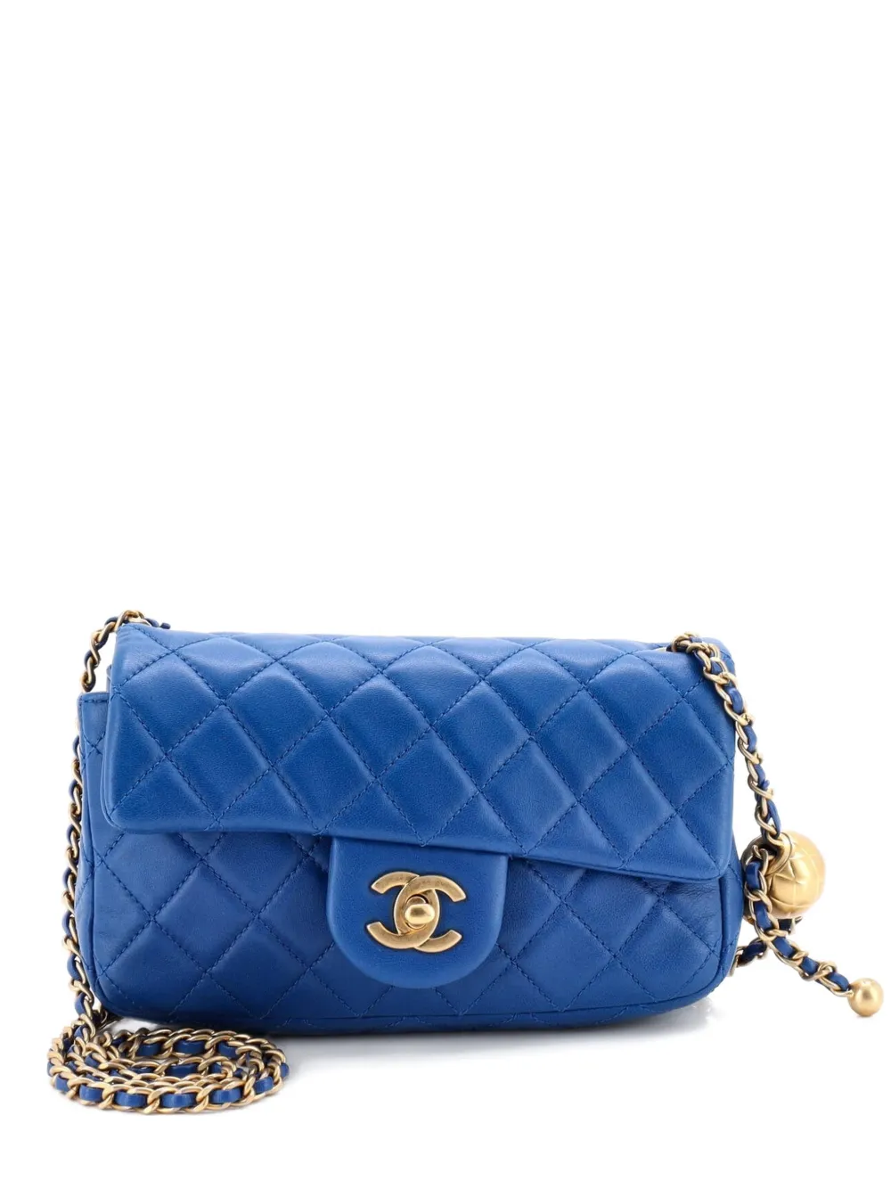 CHANEL Pre-Owned Pearl Crush Flap Bag Quilted Lambskin Mini crossbody bag - Blu