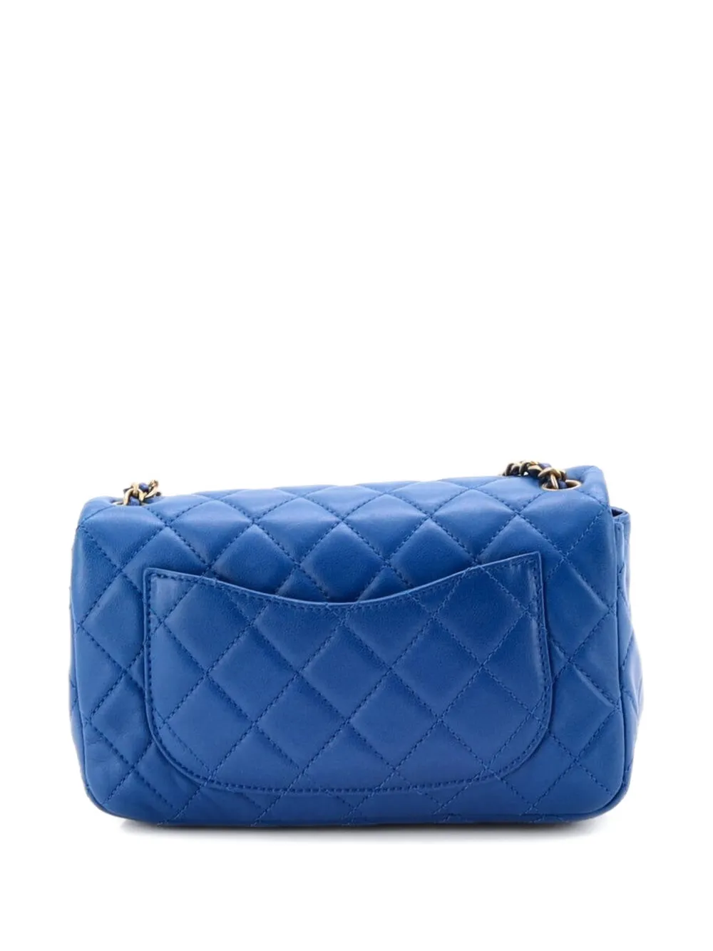  Chanel Pre-owned Borsa A Tracolla Pearl Crush Mini In Pelle Di Agnello Trapuntata Con Battente - Blu 