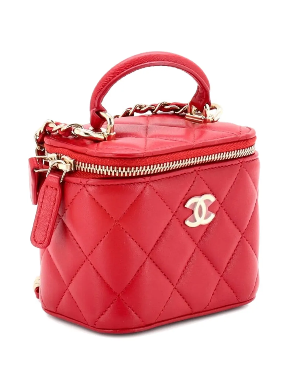 Classic Top Handle Vanity Case with Chain Quilted Lambskin Mini crossbody bag