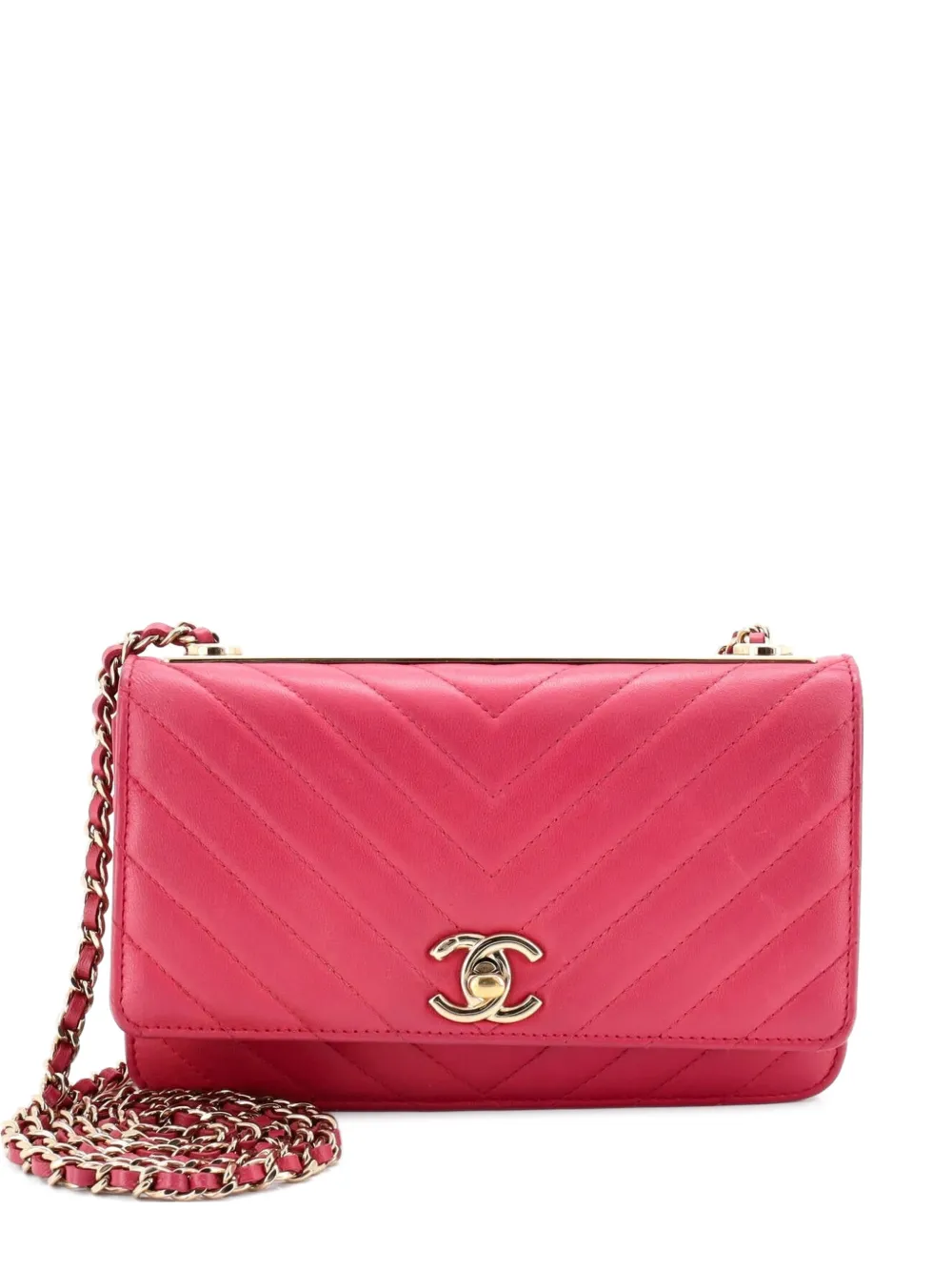CHANEL Pre-Owned Trendy CC Wallet on Chain Chevron Lambskin clutch bag - Rosa