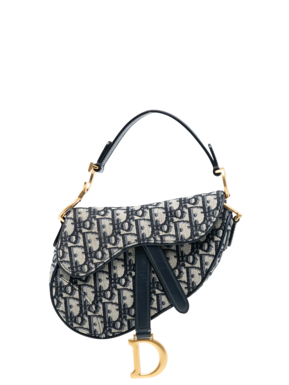 Christian Dior Pre-Owned 2020 Mini Oblique Canvas Saddle Bag satchel - Blu