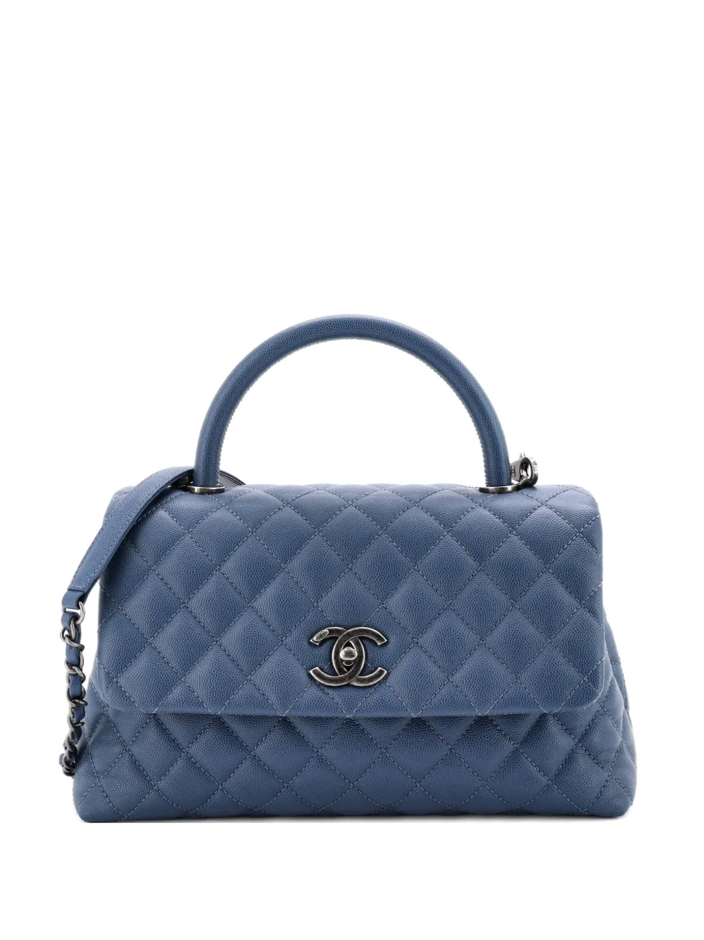CHANEL Pre-Owned Coco Top Handle Bag Quilted Caviar Small crossbody bag - Blu