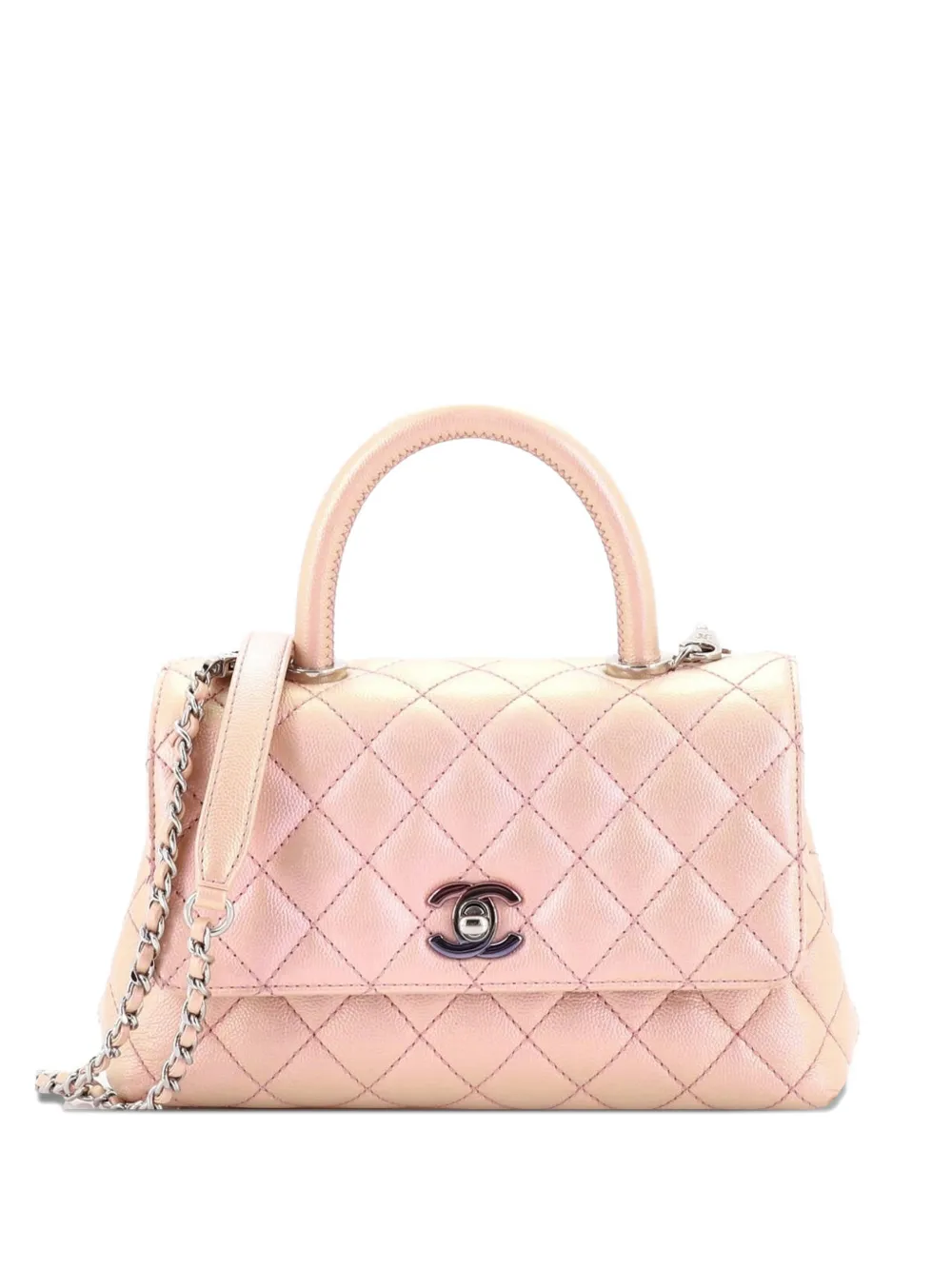 CHANEL Pre-Owned Coco Top Handle Bag Quilted Iridescent Caviar Mini satchel - Rosa