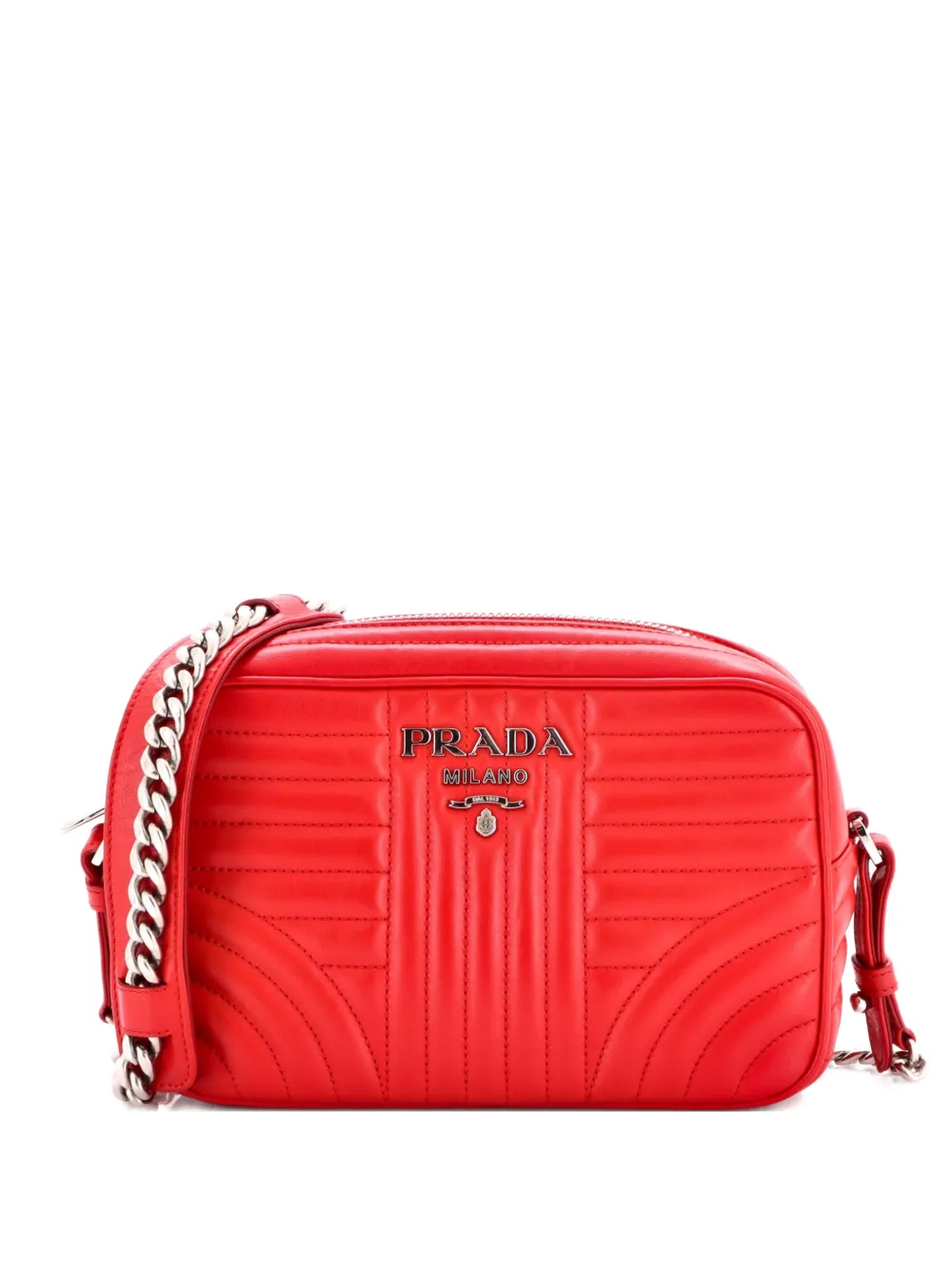 Prada Pre-Owned Camera Bag Diagramme Quilted Leather Small crossbody bag - Rosso