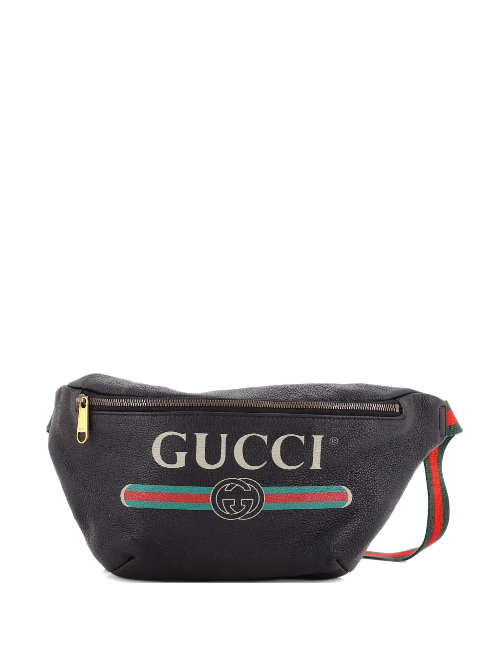 Gucci Pre-Owned Logo Printed Leather Medium belt bag - Nero