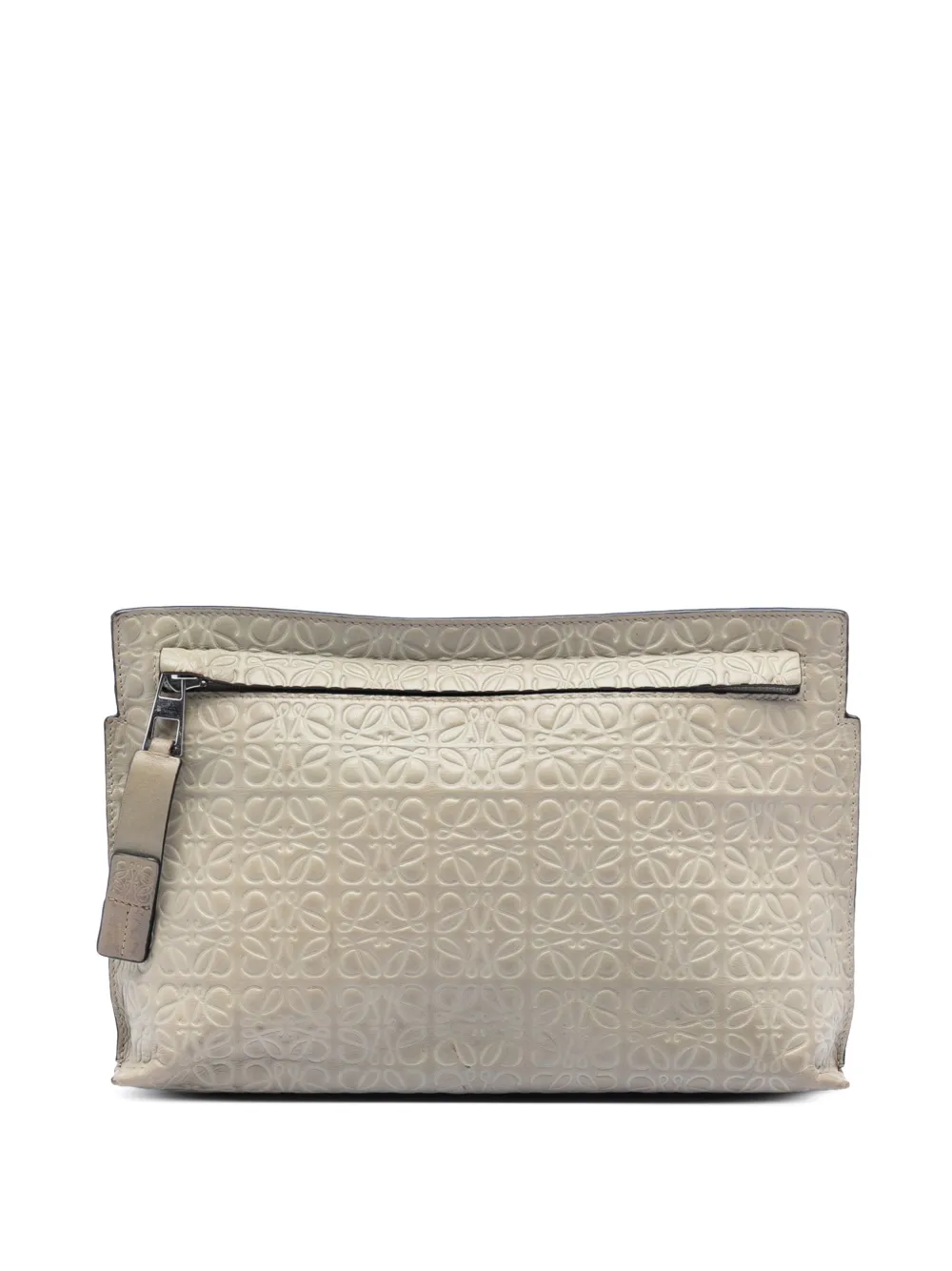 Loewe Pre-Owned 2016 Embossed Calfskin Anagram Repeat T clutch bag - Marrone