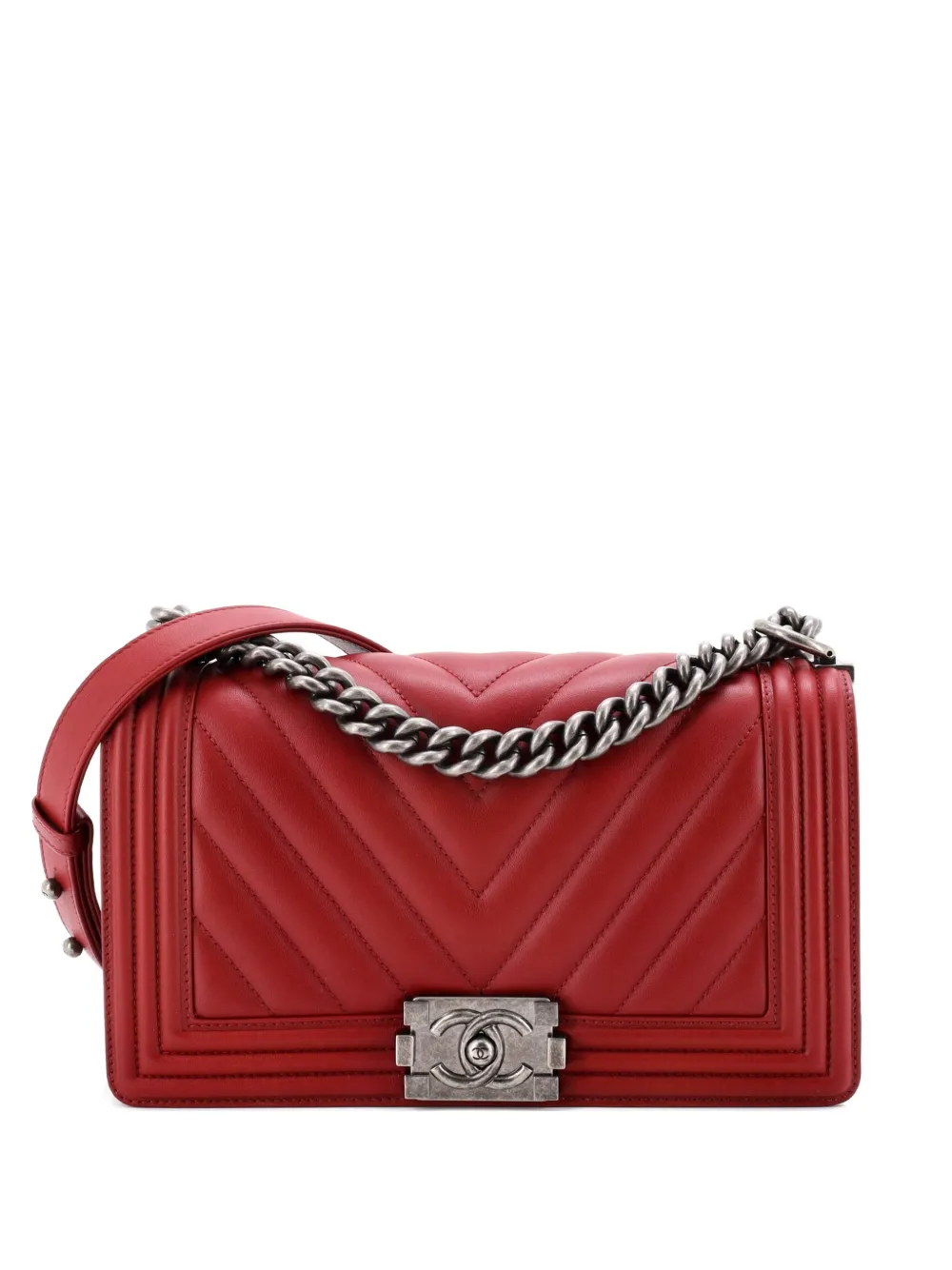 CHANEL Pre-Owned Boy Flap Bag Chevron Calfskin Old Medium shoulder bag - Rosso