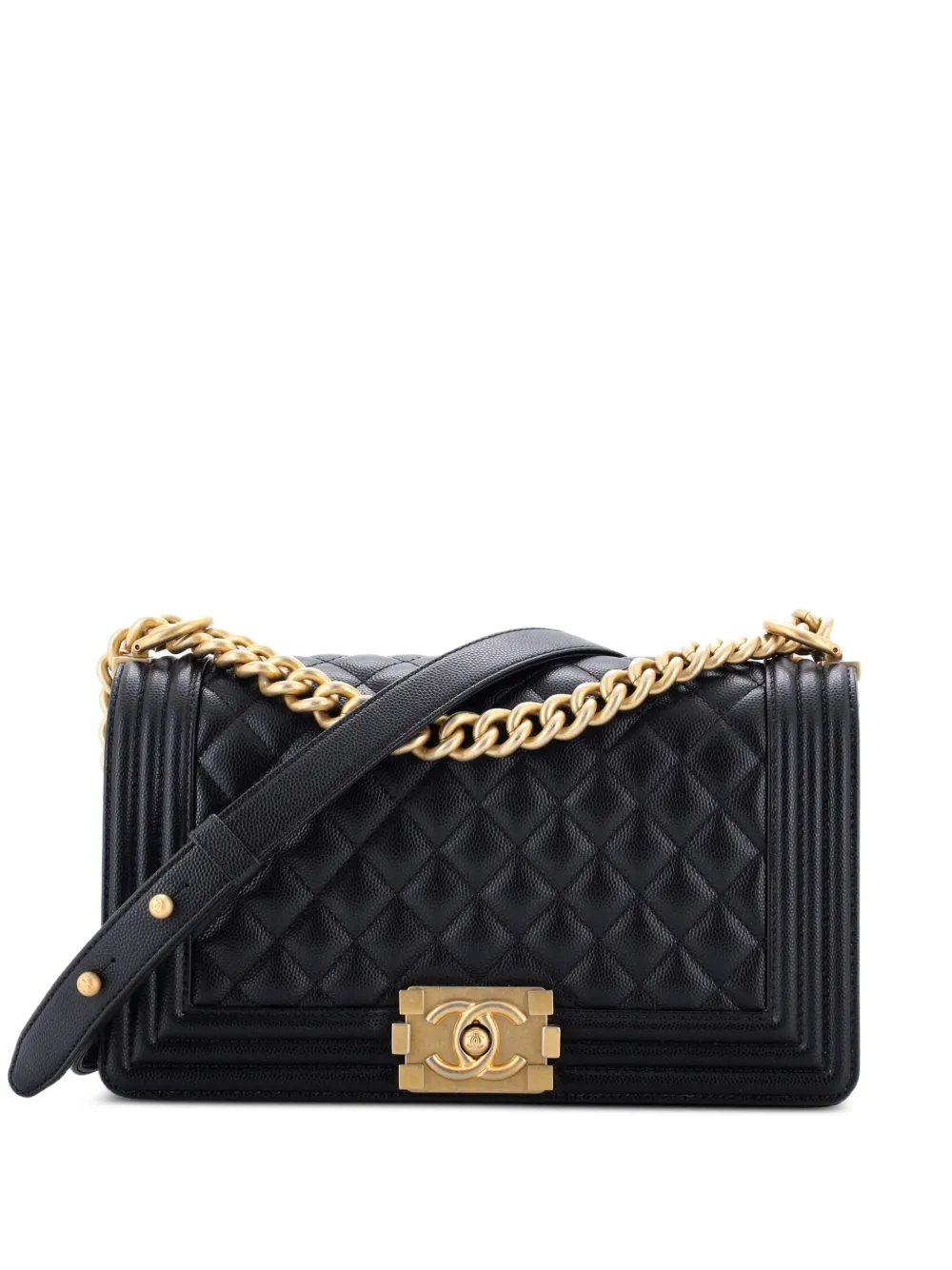 CHANEL Pre-Owned Boy Flap Bag Quilted Caviar Old Medium crossbody bag - Nero