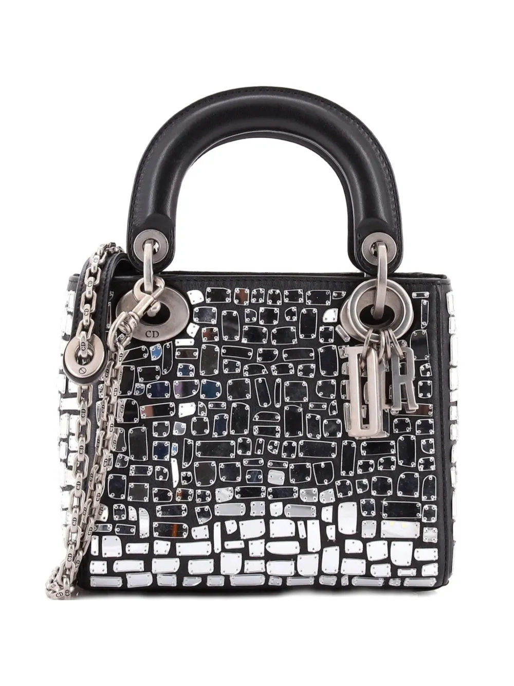 Christian Dior Pre-Owned Lady Dior Chain Bag Leather and Mirror Mosaic Mini shoulder bag - Nero