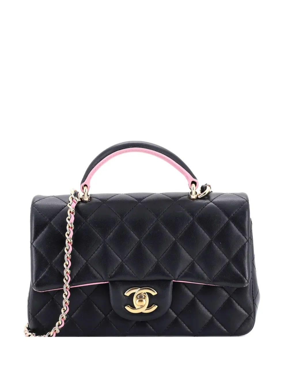 CHANEL Pre-Owned Classic Single Flap Top Handle Bag Quilted Lambskin Mini shoulder bag - Nero