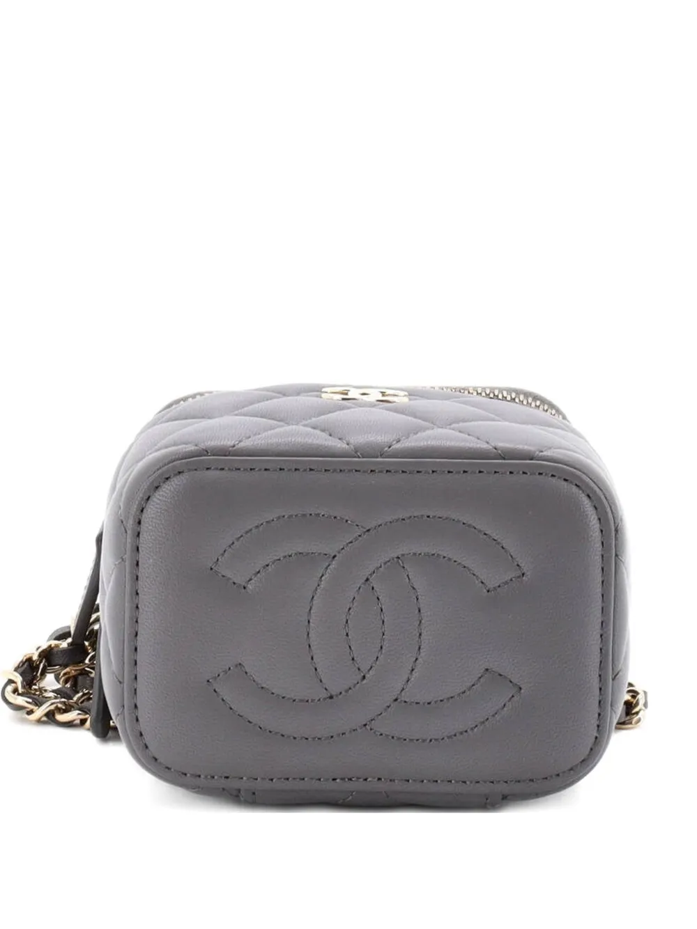 CHANEL Pre-Owned Classic Top Handle Vanity Case with Chain Quilted Lambskin Mini crossbody bag - Grigio