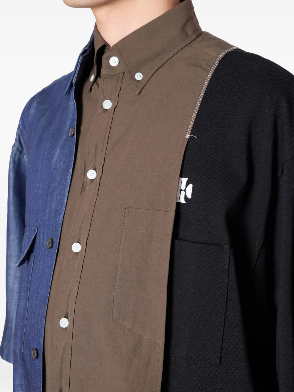  Kolor Patchwork Pocket Shirt - Brown 