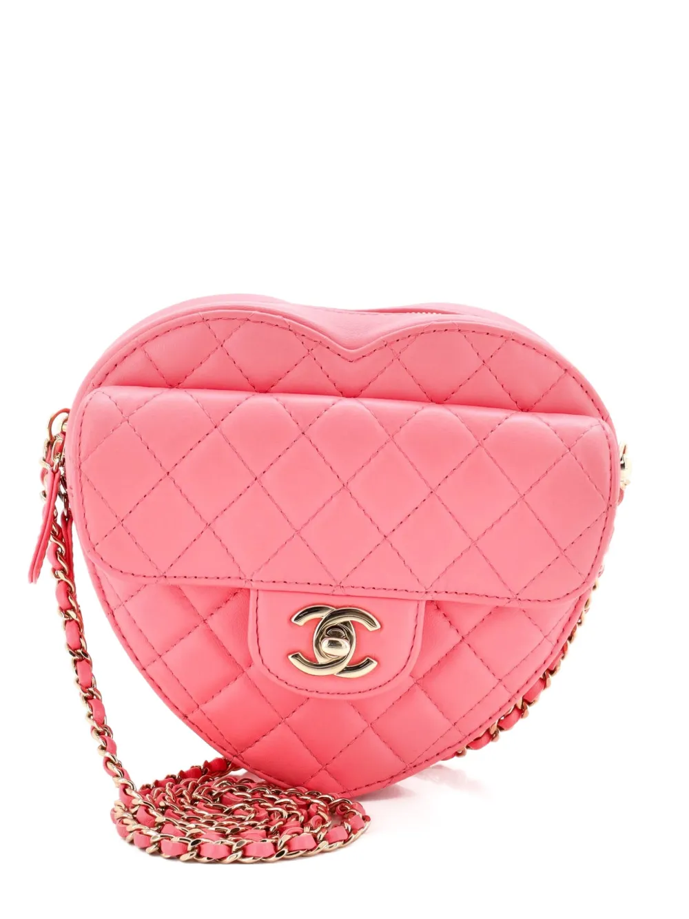 CHANEL Pre-Owned CC in Love Heart Bag Quilted Lambskin crossbody bag - Rosa