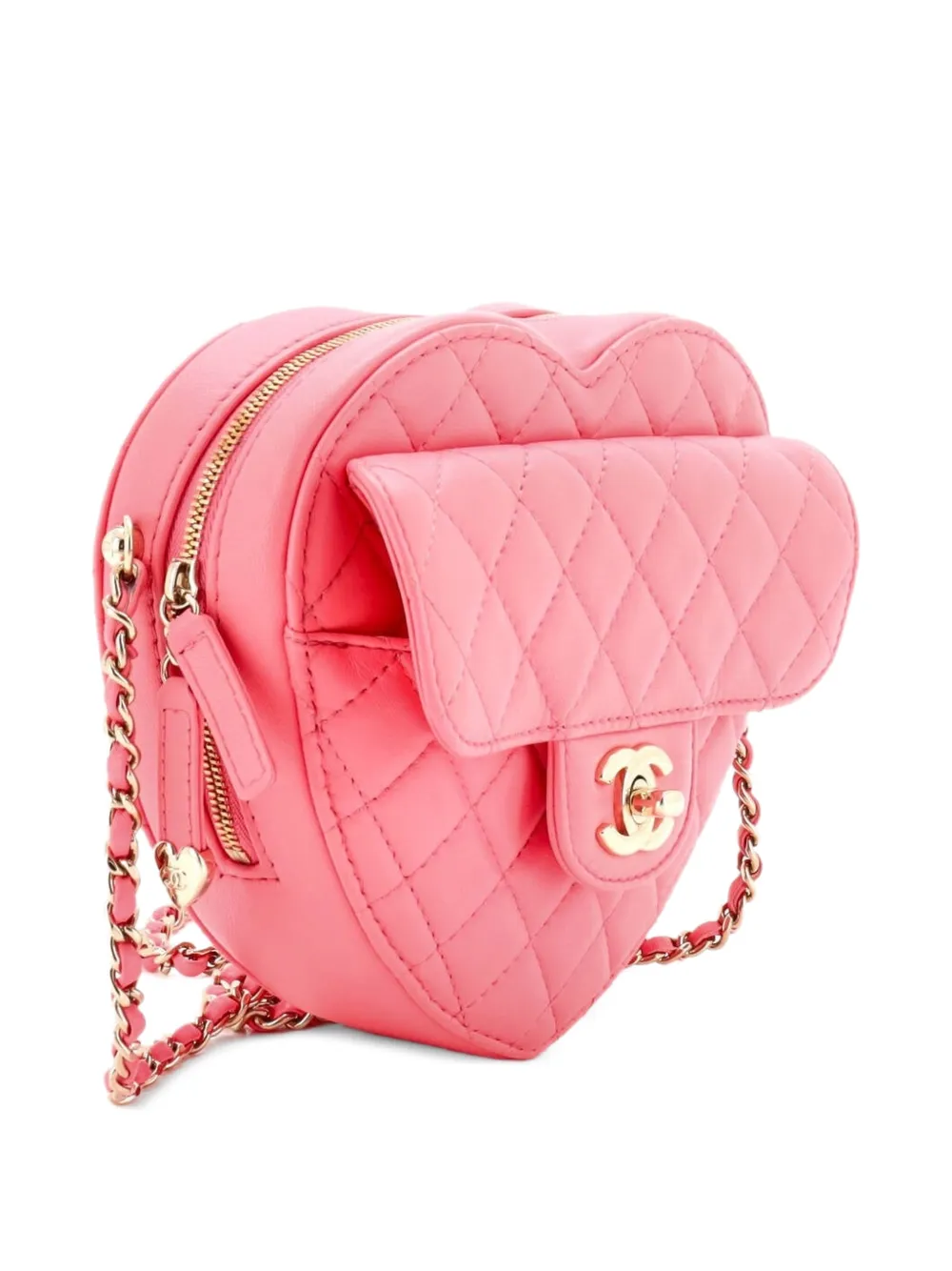 Cc In Love Heart Bag Quilted Lambskin Crossbody Bag