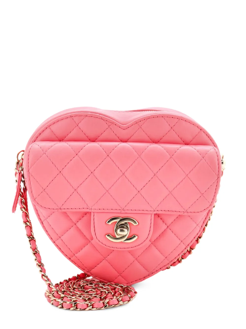 CHANEL Pre-Owned CC in Love Heart Bag Quilted Lambskin crossbody bag - Rosa