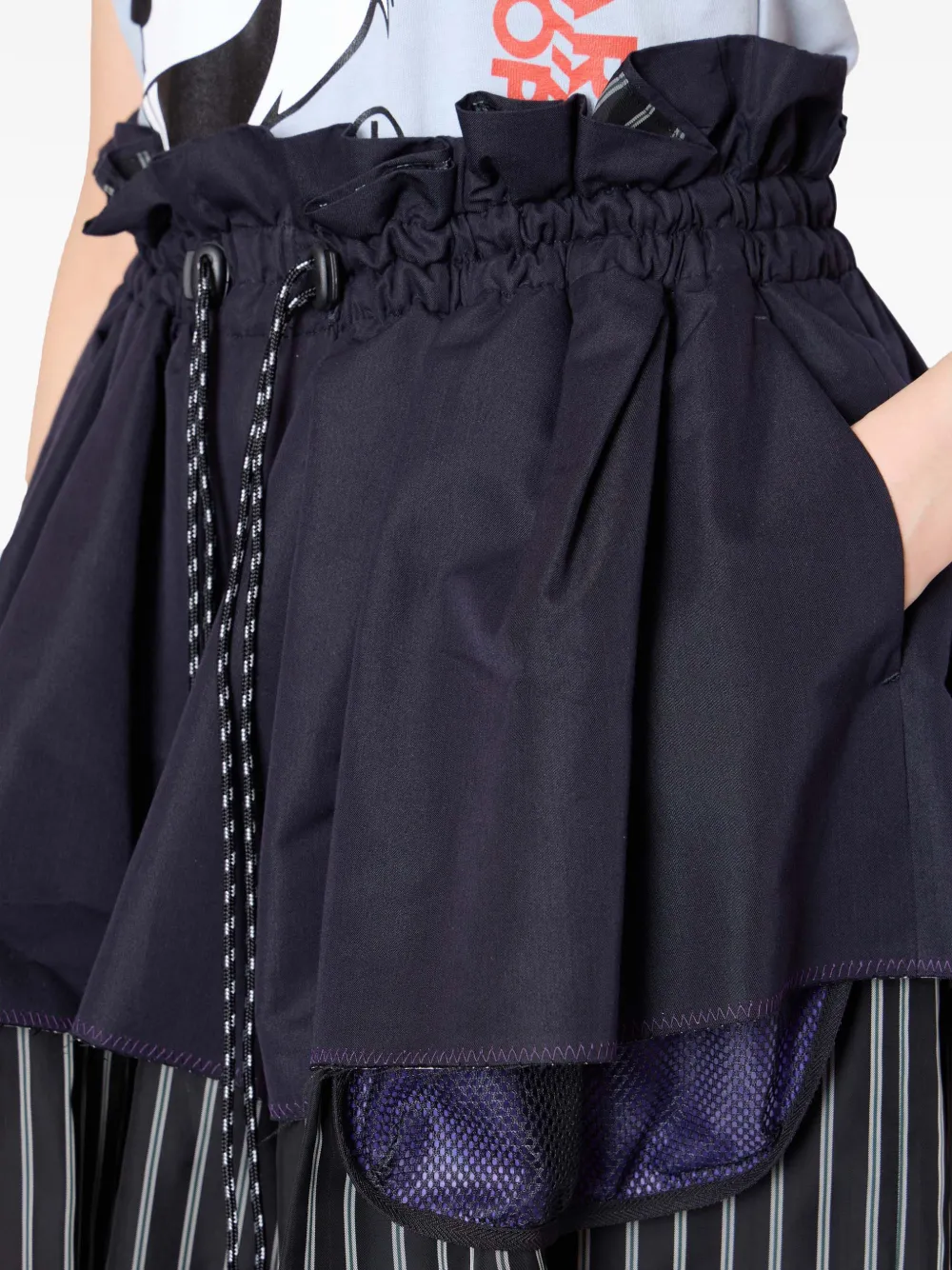  Kolor Drawstring Layered Midi Skirt - Blue 