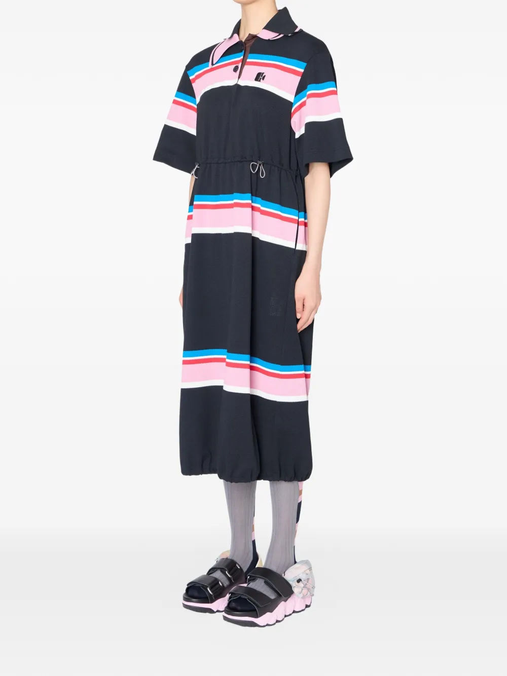  Kolor Striped Drawstring Midi Dress - Black 