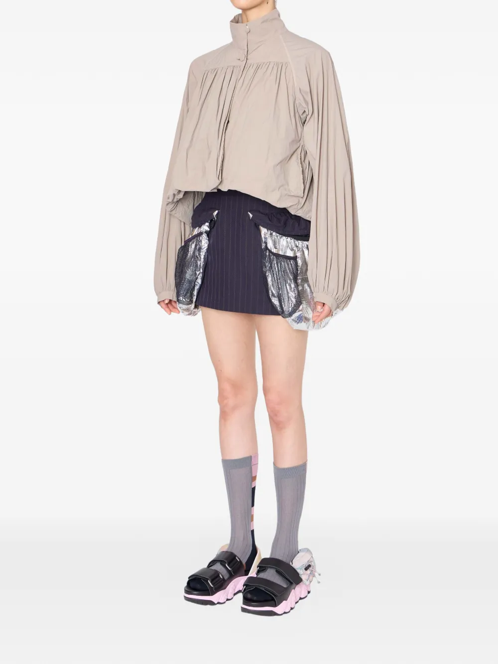  Kolor Balloon-sleeves Jacket - Neutrals 
