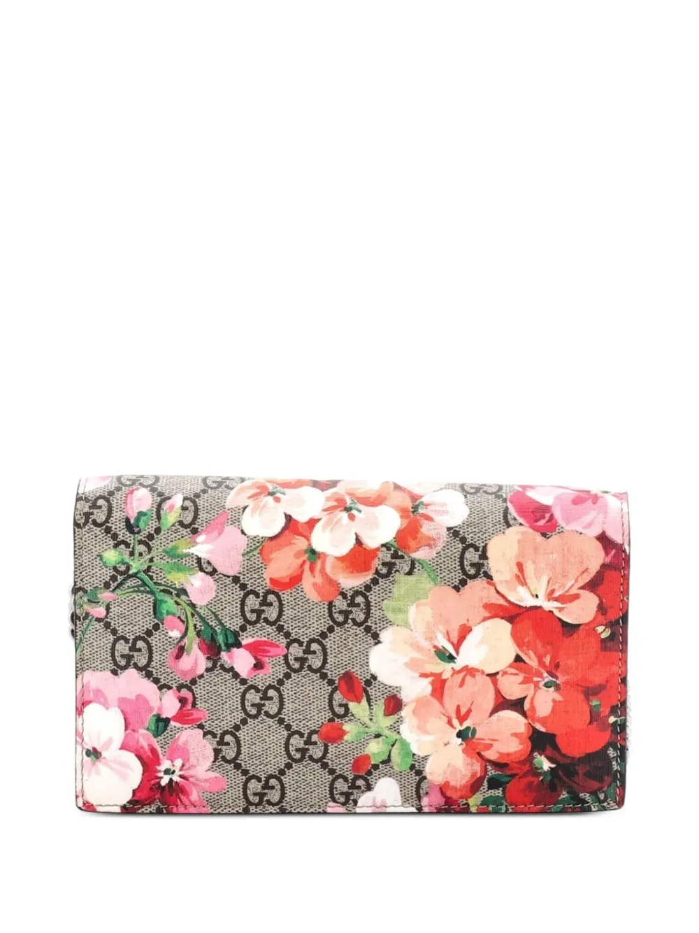 Gucci Pre-Owned Chain Wallet Blooms Print GG Coated Canvas crossbody bag - Marrone